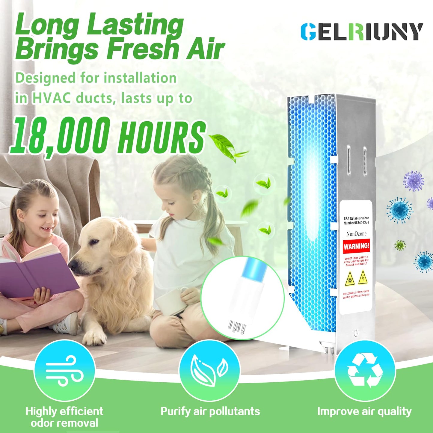 2026 Upgrade 9 Inch Air Scrubber Advanced Replacement Cell and Üν Bulb, Photocatalytic Oxidation (PCO), Ozone Free, Replacement for Activetek InDuct 2000,A1013A,A1013C,A1013P,A1013Q, A1013U, 1 Pack