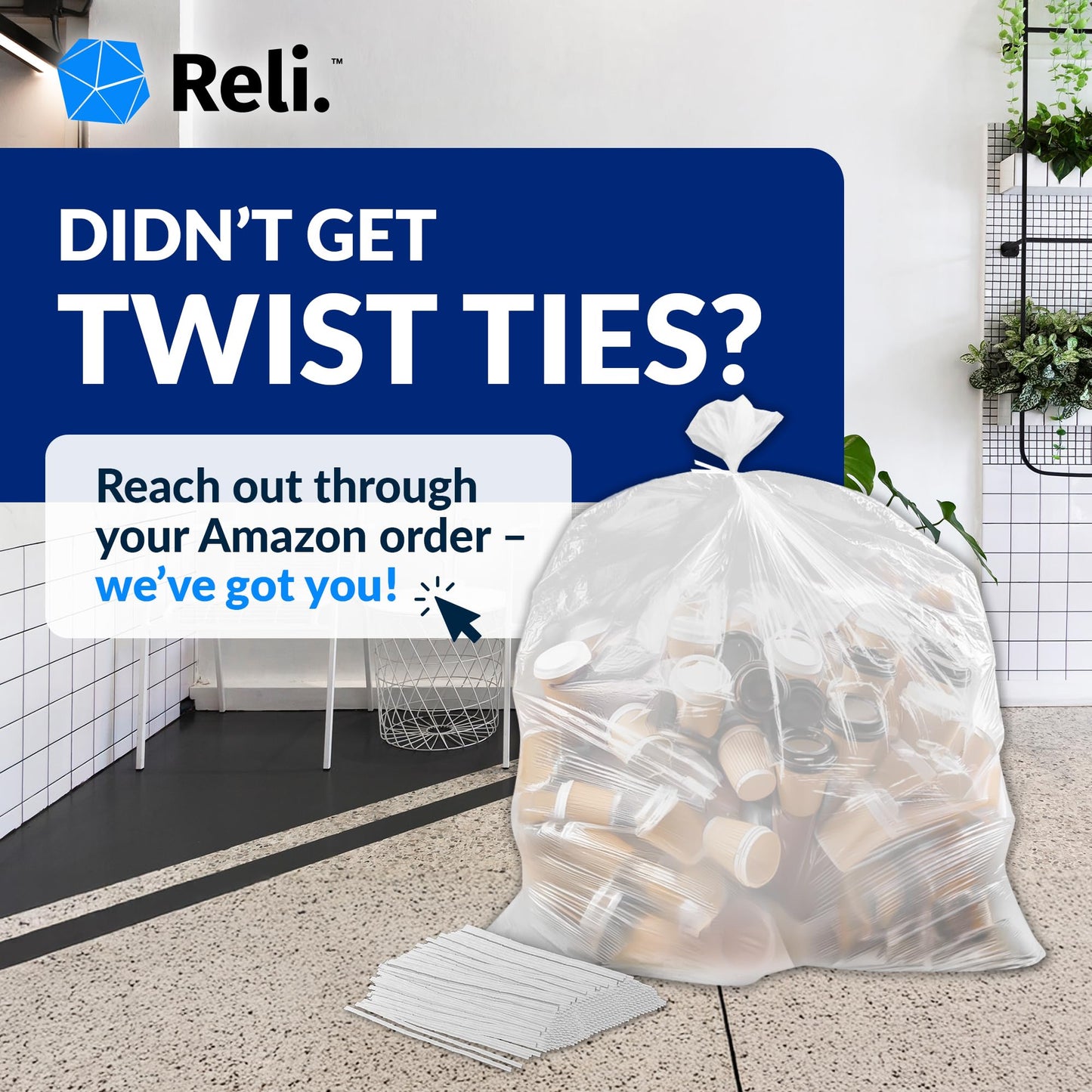 Reli. Premium 40 to 45 Gallon Trash Bags Heavy Duty | 150 Trash Bags with Ties | Super Sizeable, Clear, Serious Garbage Cleanup