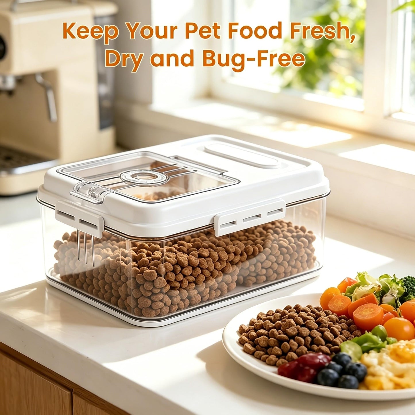 Dynta Dog Food Storage Container, 2 Pack, Airtight Seal for Freshness, Time Recording Bread Containers with Lidfor Freshness for Dog Cat, Rice, Flour