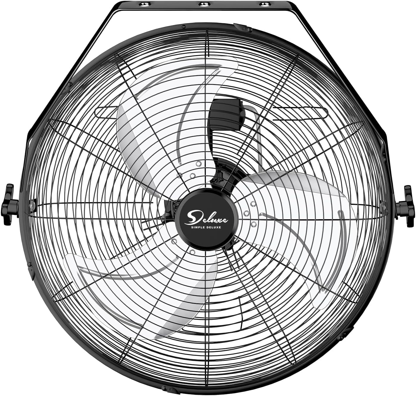 Simple Deluxe 18 Inch Industrial Wall Mount Fan, Max 4200 CFM 3 Speed Commercial Ventilation Metal Fan for Warehouse, Greenhouse, Workshop, Patio, Factory and Basement - High Velocity Black