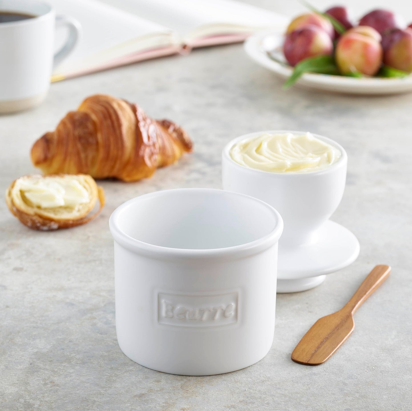 Butter Bell - The Original Butter Bell crock by L Tremain, a Countertop French Ceramic Butter Dish Keeper for Spreadable Butter, Café Matte Collection, White Matte