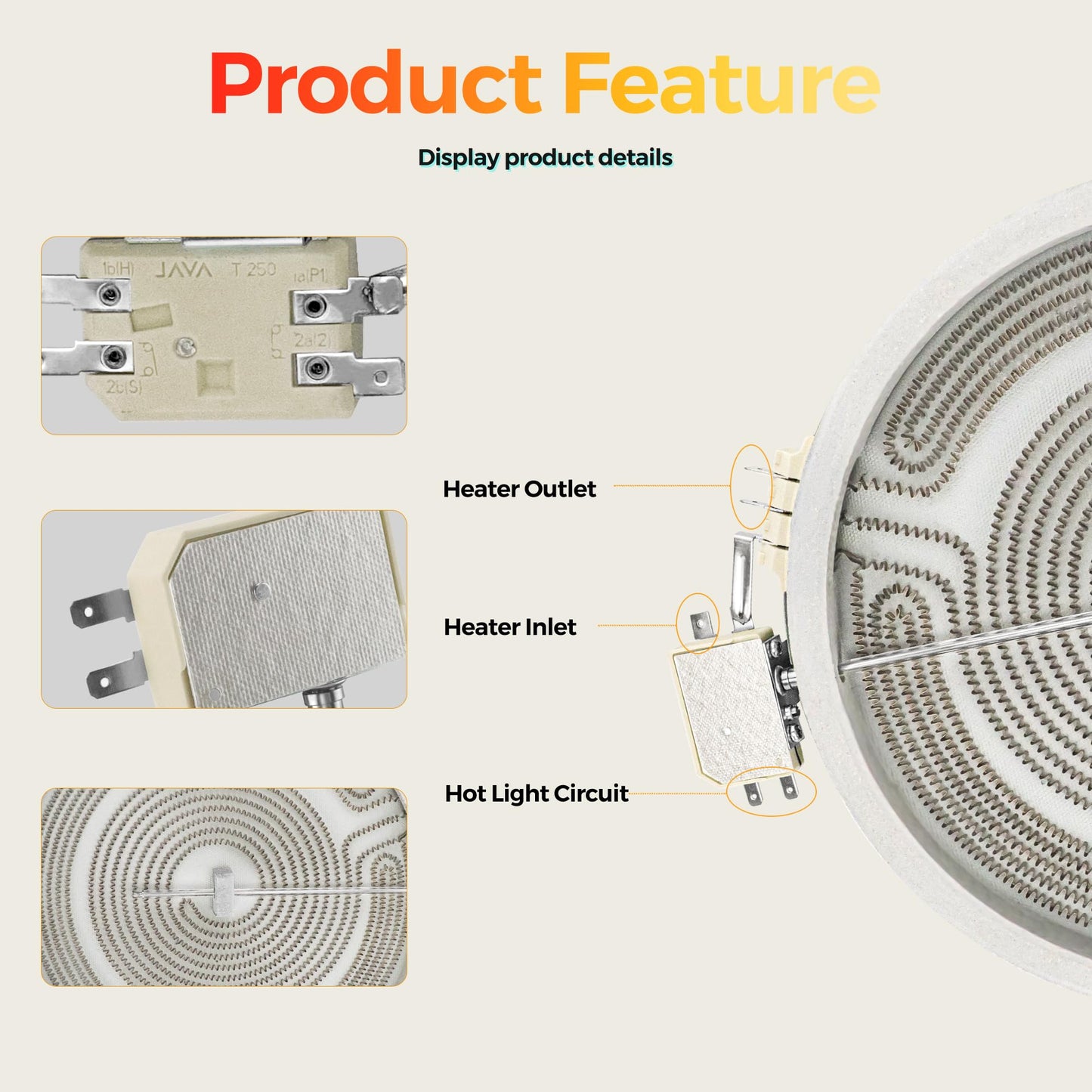 9" WB30X24111 Surface Element Compatible with GE Electric Cooktop and Range - 9 Inch Dual Radiant Heating Replace AP5989975 PS11729126 EAP11729126 4465256, by PANDEELS