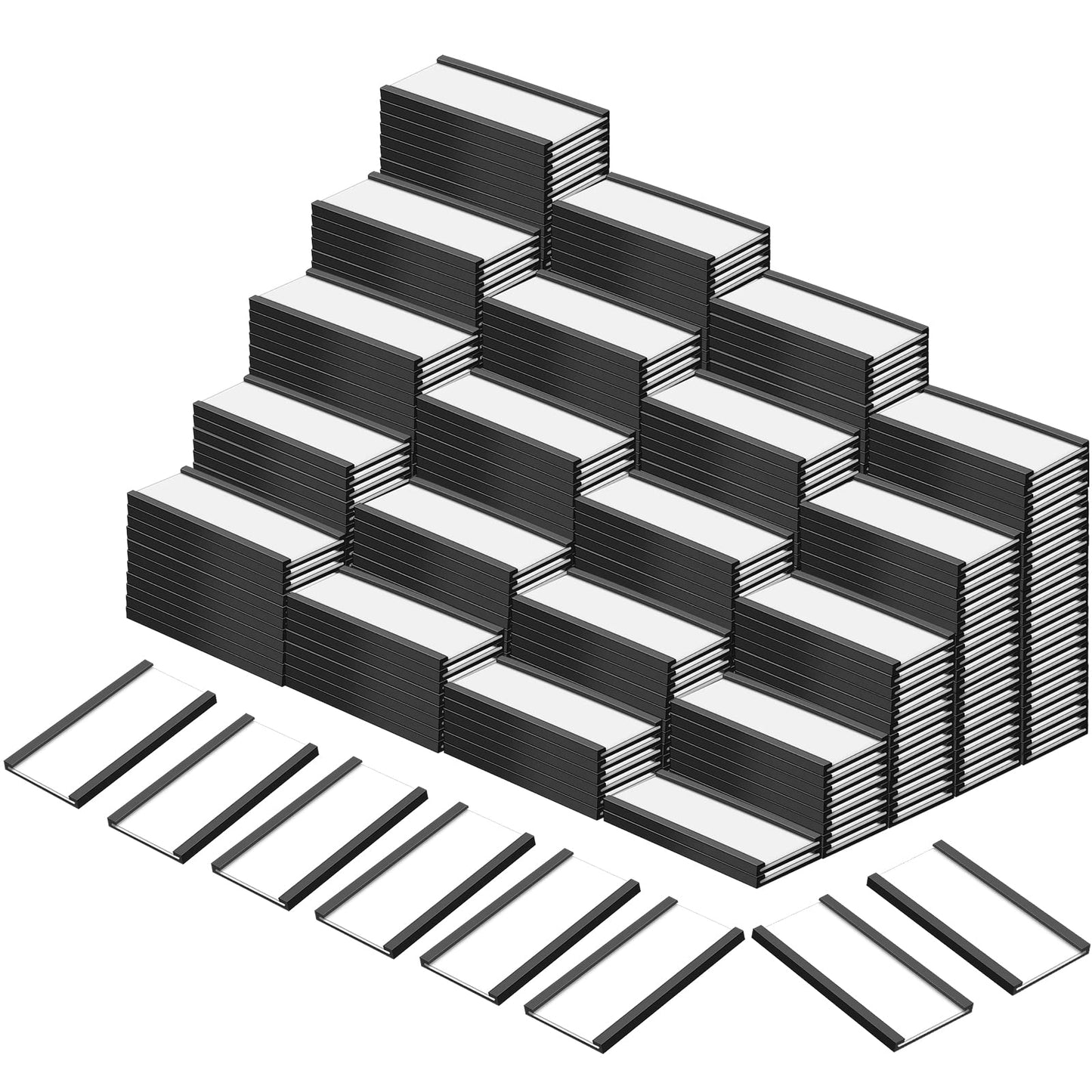 500 Pieces Magnetic Data Card Holders Channel Magnetic Label Holders Labels Racks with Magnets with 500 Protective Films and 1000 Replacement Strips for Metal Racks Shelf Bin (1 x 2 Inch)