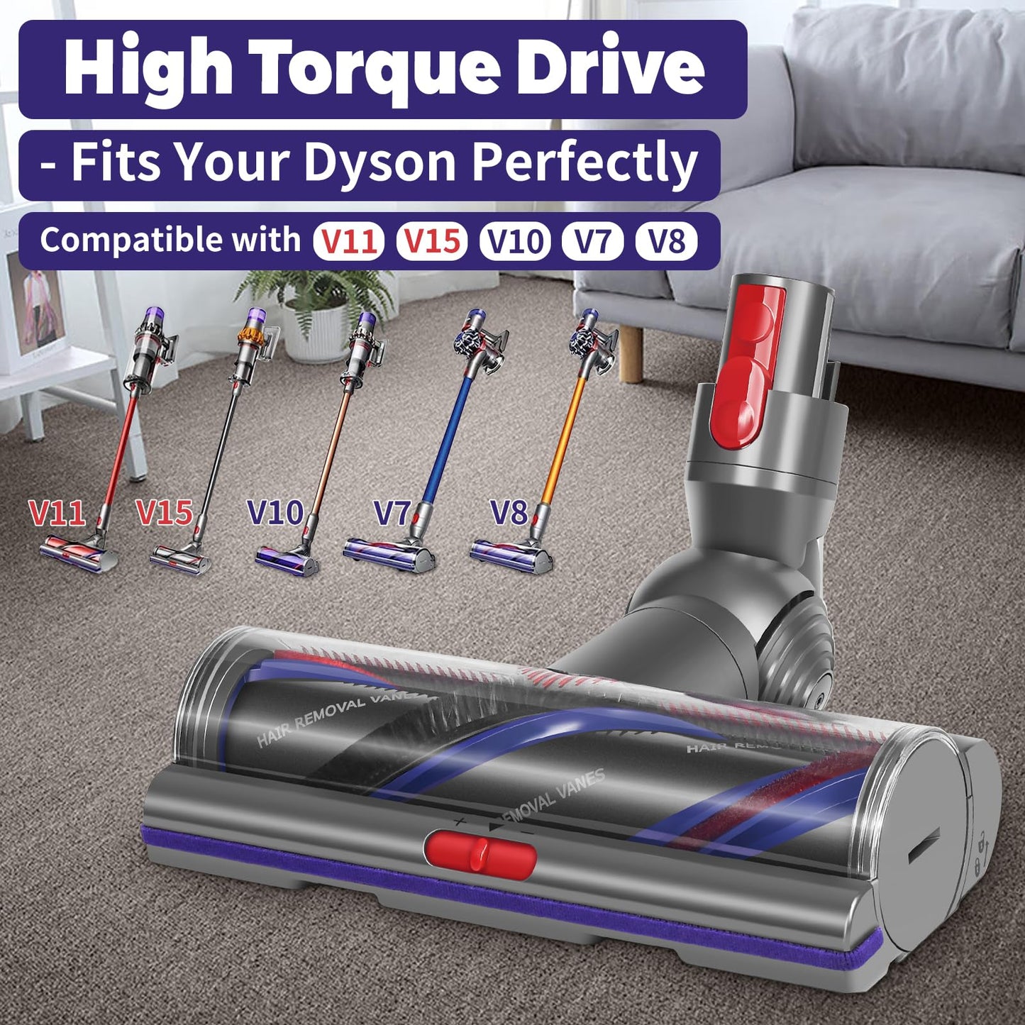 Upgrade V11 V15 High Torque Cleaner Head Replacement for Dyson V10 V8 V7 SV12 SV14 SV15 SV17 SV22 SV27 SV28 SV47 Models, Vacuum Head Attachments for Dyson Parts & Accessories No. 970100-04 & 05