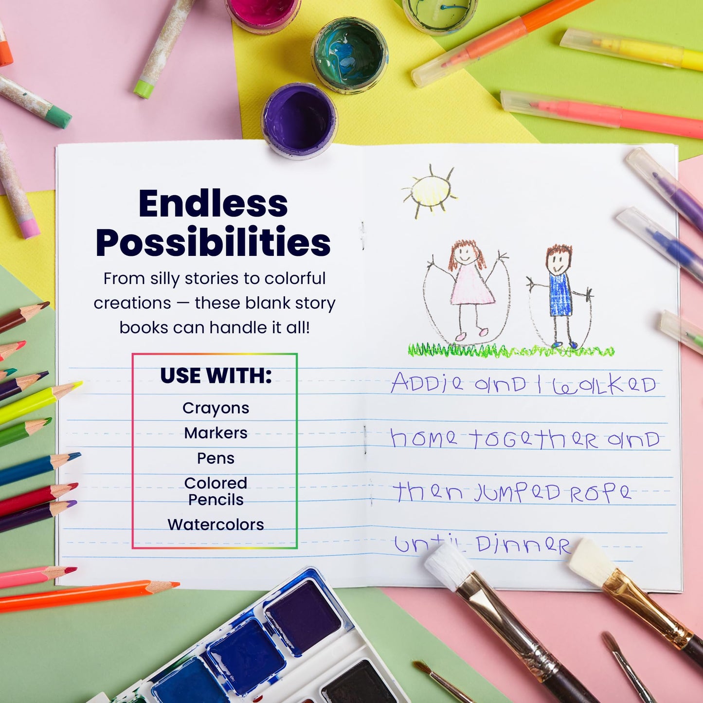Hygloss Half Blank Books for Kids to Write Stories & Illustrate – Bulk 24 Pack – 5.5" x 8.5" A5 – Primary Journal for Grades K-2, Preschool/Kindergarten Notebook with Picture Space – 24 Pages, White