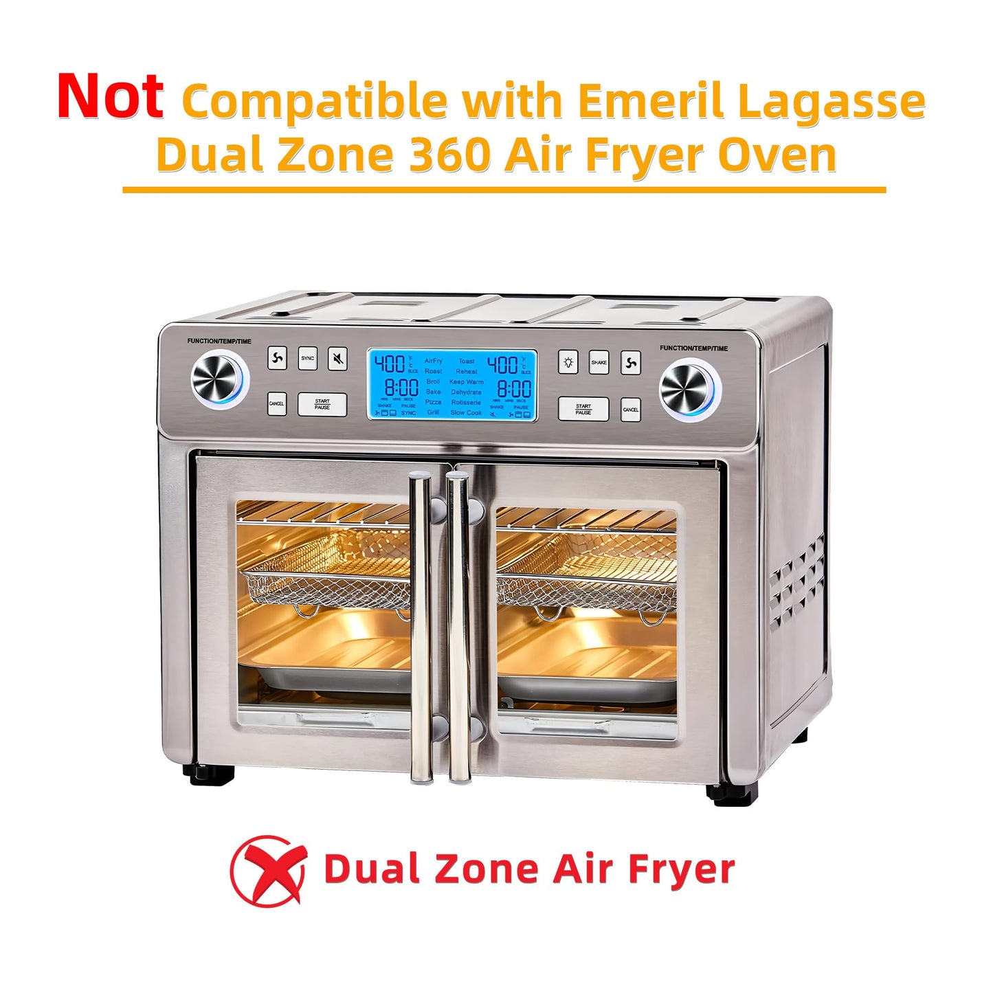 Air Fryer Accessories for Emeril Lagasse 26 Qt Extra Large & Everyday 360, Emeril Lagasse Air Fryer Basket and Pans for Oven with 100Pcs Disposable Parchment Paper, 4Pcs Reusable Teflon Mat