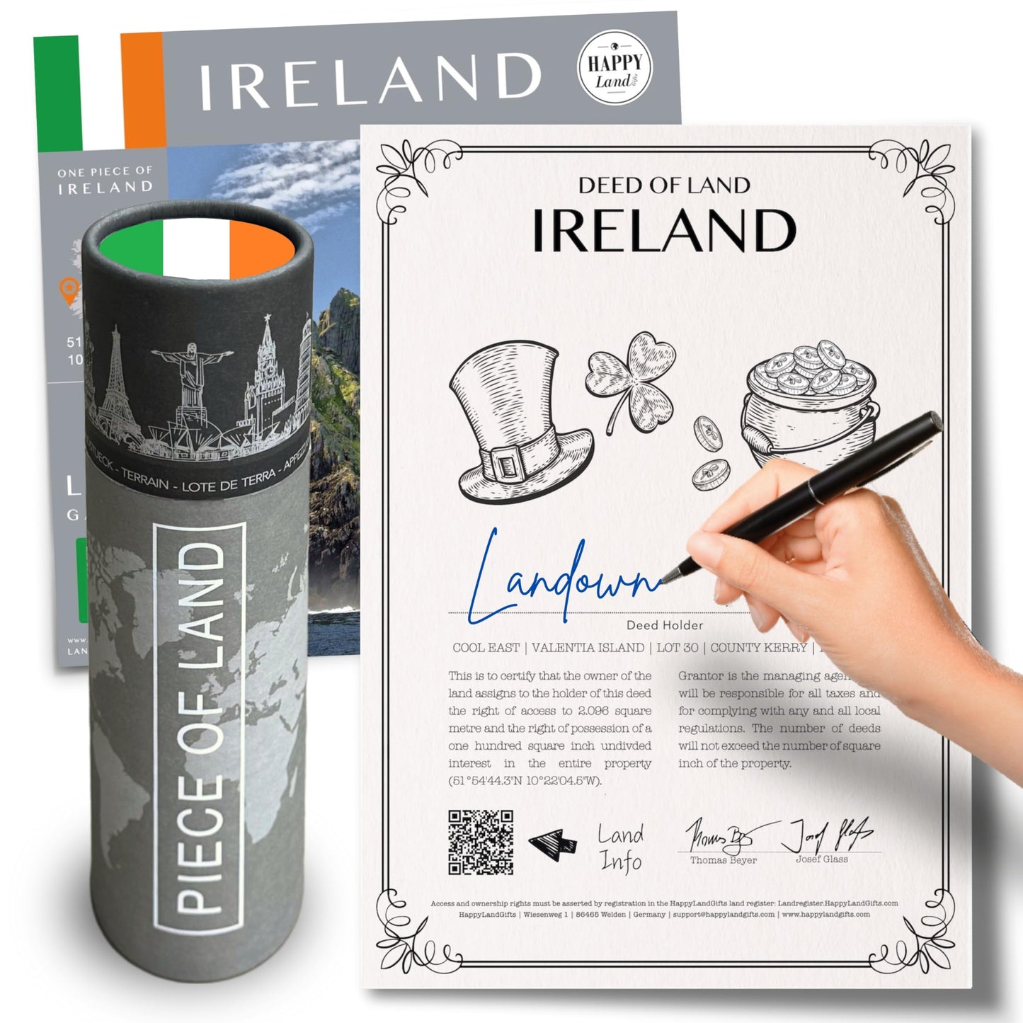 Irish Gifts for Men and Women | Real Piece of Ireland | Unusual Ireland Gifts | Blank Certificate to Write in The Name of Your Choice | Gifts of Ireland | Irish Christmas Gift