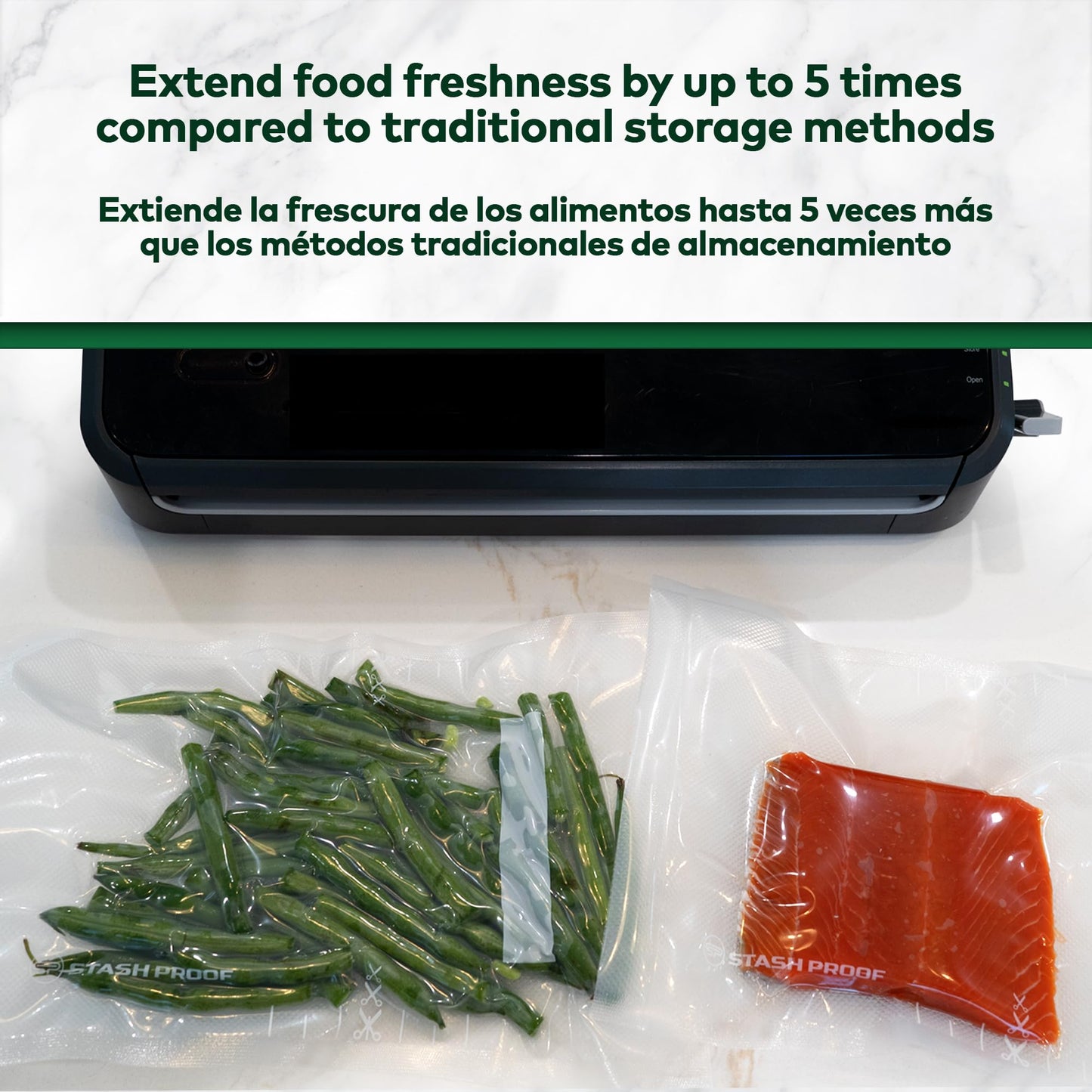Stash Proof Vacuum Seal Rolls 11" x 50' 2 Pack (100 Feet Total) (Clear and Clear) 5.5 Mil - BPA Free Commerical Grade Food Saver for Storage, Sous Vide, and Meal Prep Sealer Bag