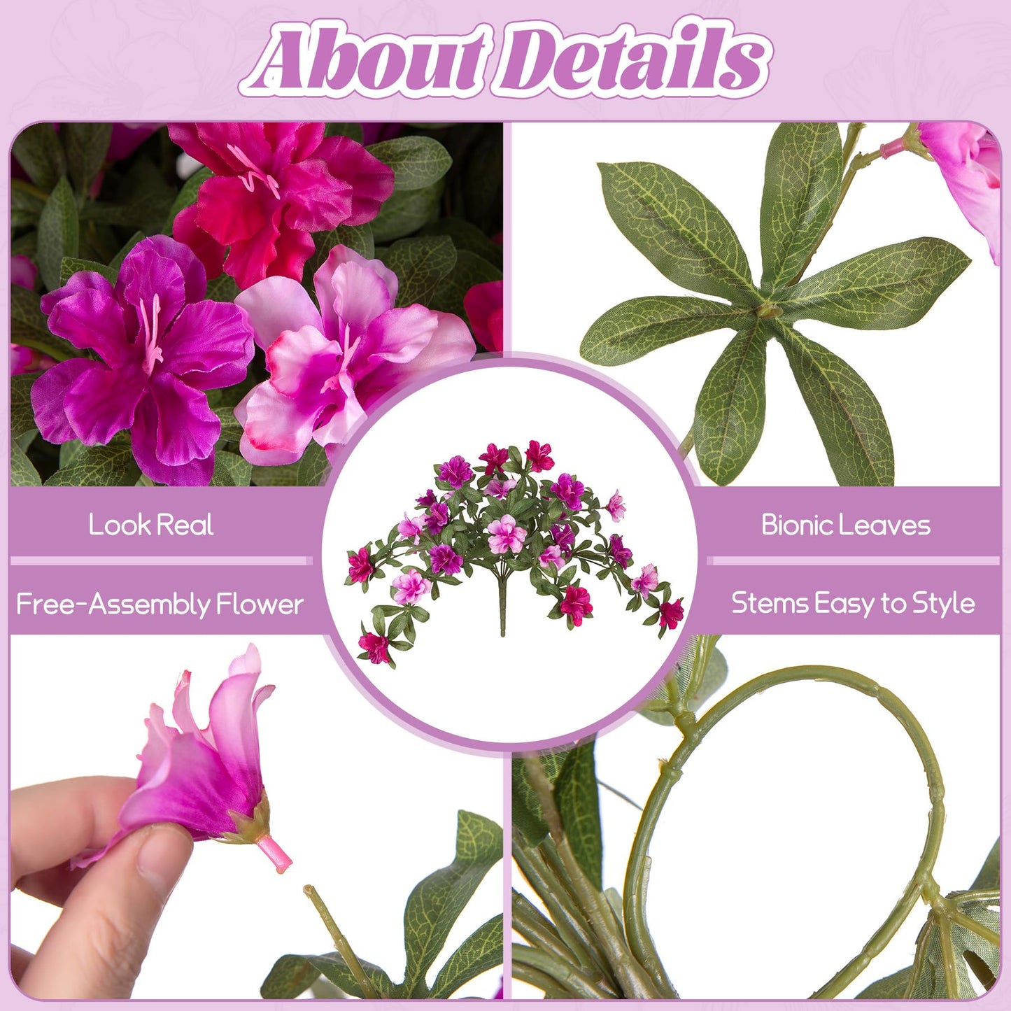 Ammyoo Artificial Hanging Flowers for Outdoors Hanging Baskets, 3 Pcs Fake Silk Flower with Hanging Baskets Planter for Spring Summer Garden Porch Patio Yard Outside Decor