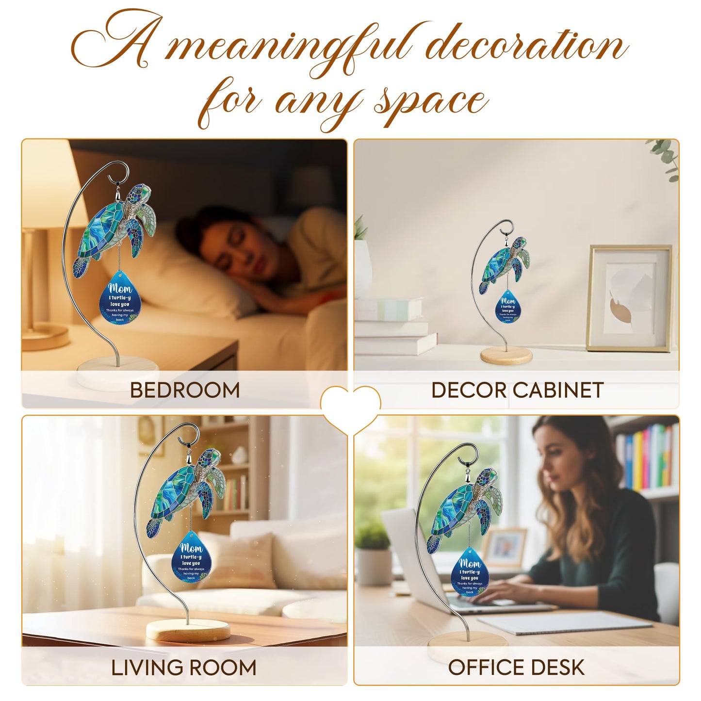 Gifts for Mom Mothers Day Birthday Gifts for Women - Mini Positive Turtle Gifts for New Bonus Step Mom Mama - I Love You Cute Stuff Things Stocking Stuffers for Moms - Turtle Desk Decor