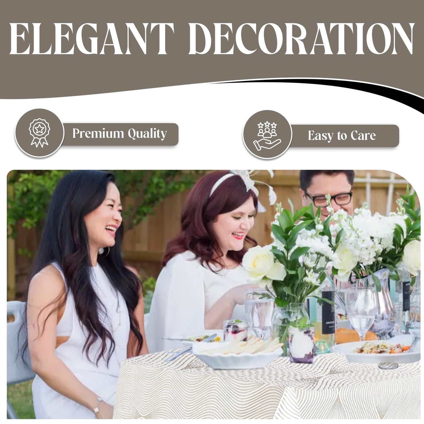 Majestic Giftware Velvet Tablecloths for Rectangle Tables | (70/144) - TC1408 Gold Infinity Print Hem Stitch Dining Table Cover | Decorative Washable Rectangle Tablecloth for Kitchen, Dinning, Party