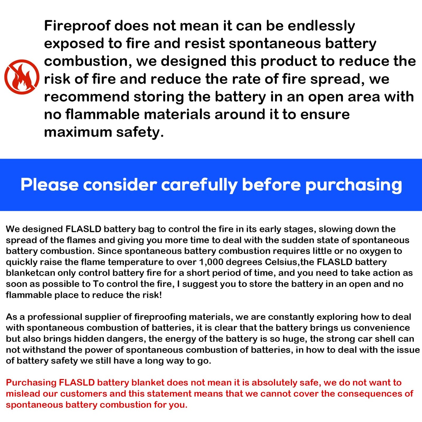 FLASLD Fireproof Lithium Battery Cover, Fastest & Simplest Way to Isolate and Extinguish Small Fires, Fire Blanket for E-Scooter and E-Bike (59×59 inch - Grey)
