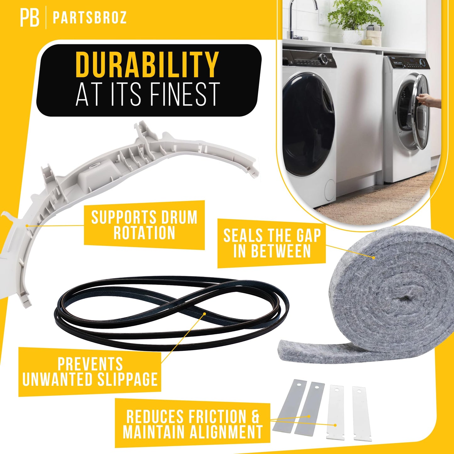 Dryer Bearing Replacement Dryer Maintenance Kit for GE DBXR463ED2WW GTDP490ED0WS DBXR463EG6WW DHDSR46EE1WW DBXR463ED1WW GTDP300EM1WS DWSR463EG7WW DBLR333EE1WW DBLR333EE2WW DBSR463EG7WW DBXR453GT5WW