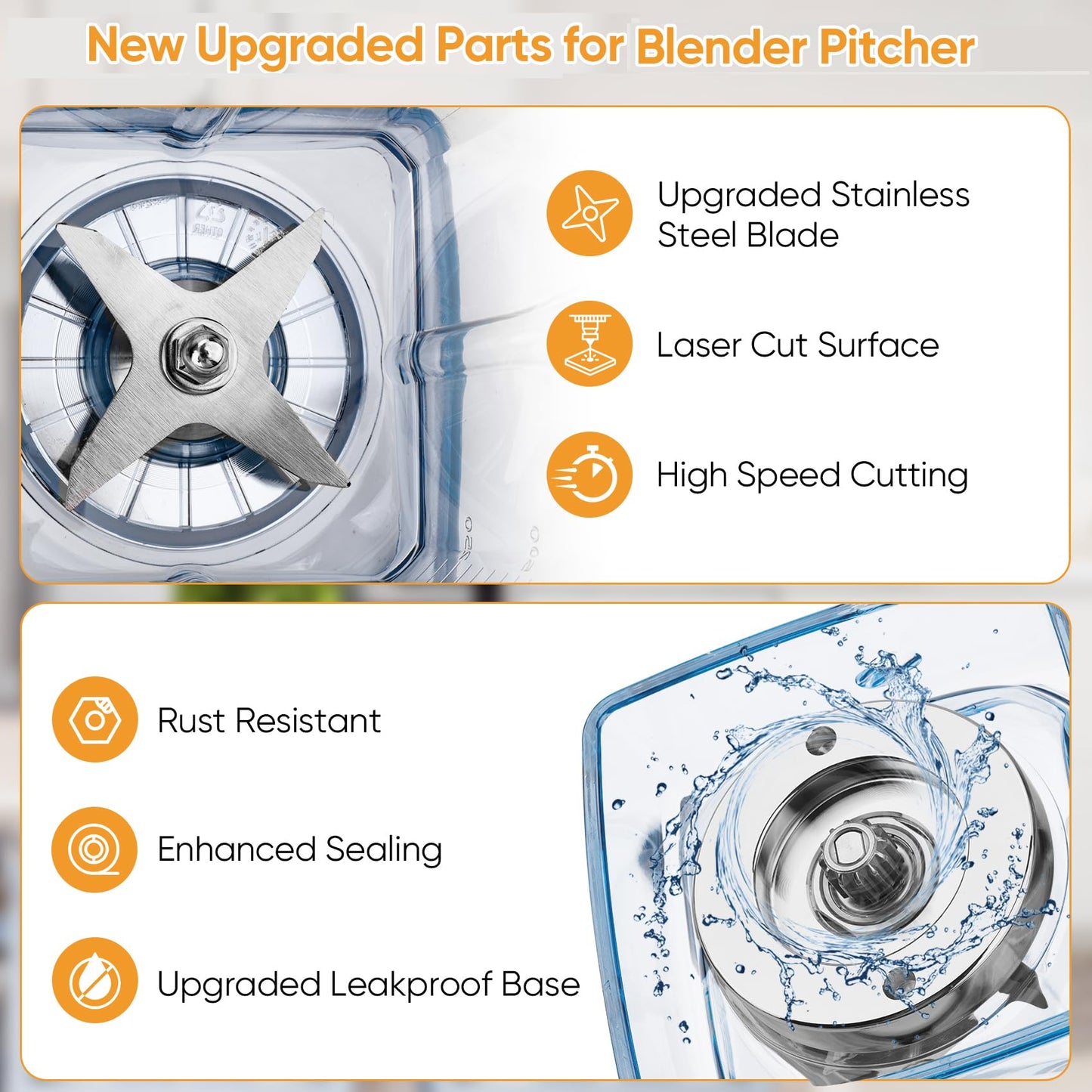 Blender Pitcher 64oz, Upgrade Replacement Pitcher Container Jar Cup Compatible with 5200 5300 6300 7500 VM0197 VM0101 VM0102 VM0103 E310 Classic Explorian Commercial Professional Series