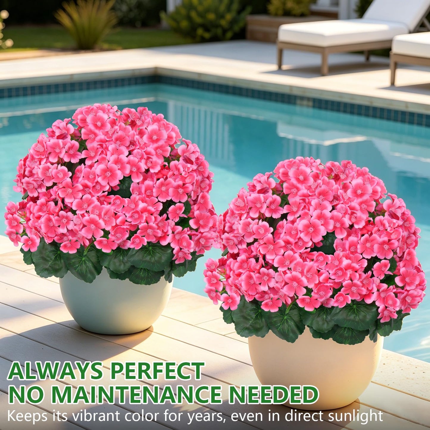 Grooy Artificial Plants Flowers Topiary Ball for Outdoor, 2 Pack Fake Silk Crabapple Flower Plant Bushes, UV Resistant Realistic Plants Shurbs for Outside,Front Porch,Patio,Yard(Pink)