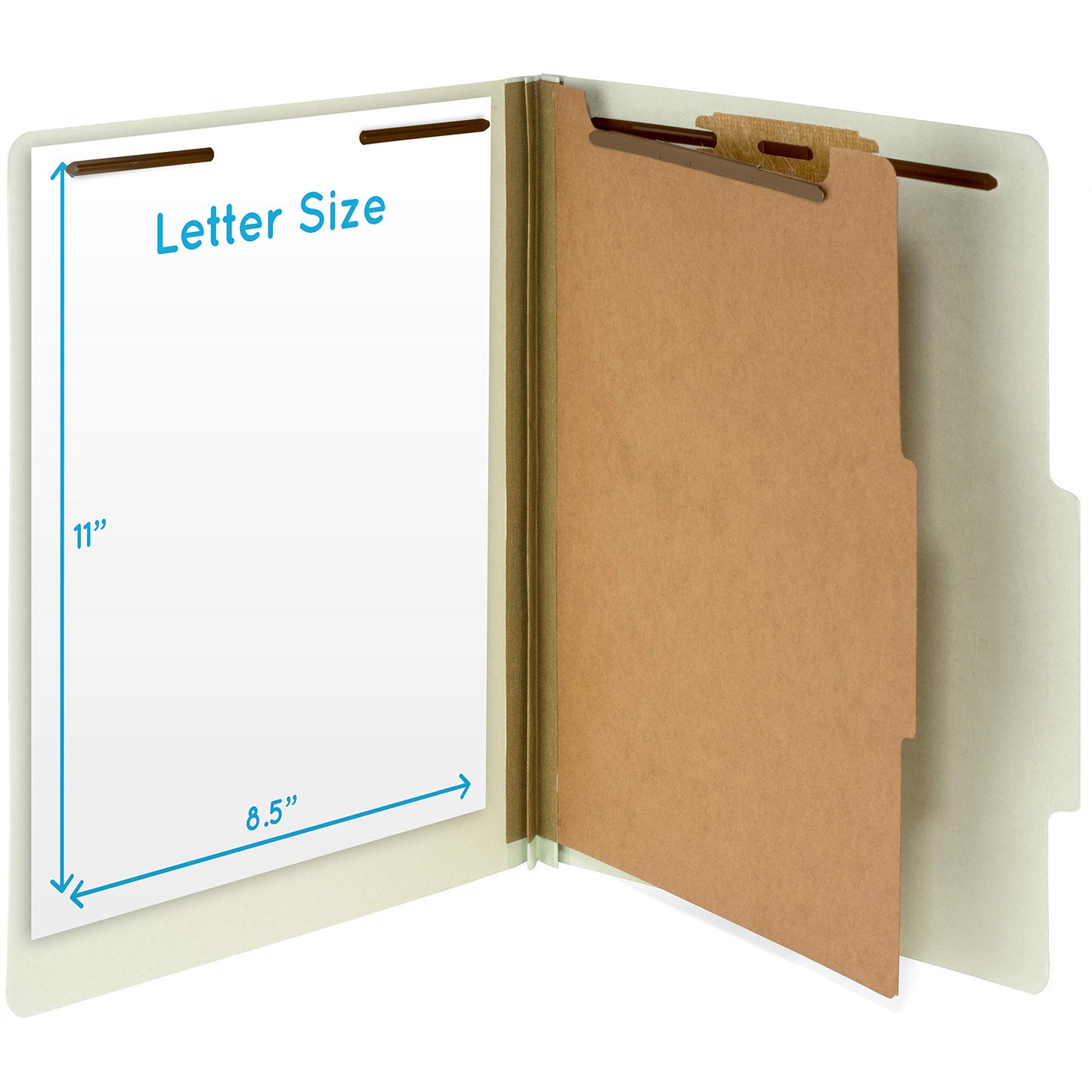 10 Letter Size Gray Green Classification Folders - 1 Divider 2 Inch Expansions - Durable 2 Prongs Designed to Organize Standard Medical Files, Office Reports - Letter Size, Green, 10 Pack