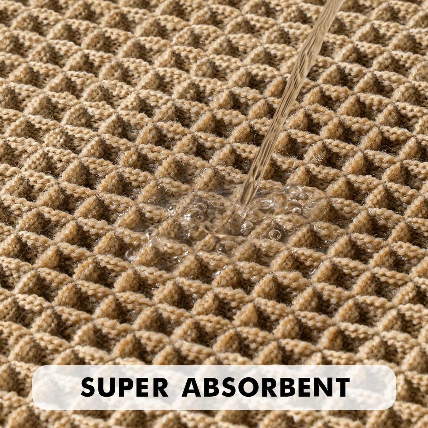 MIULEE Set of 2 Waffle Bathroom Rugs, Boho Bath Rugs Non Slip Washable, Super Absorbent Bath Mats, Ultra Soft Rubber Backed Shower Mats for Bathroom Floor, Tub and Shower, Brown, 24x36 Inch
