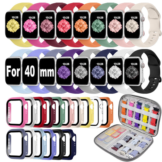 16 Pack Band Compatible with Apple Watch Bands 40mm 41mm 42mm 44mm 45mm 46mm for Women Men, Screen Protector Case Band&Organizer for iWatch Series 10 9 8 7 6 5 4 SE（Please select the correct size）