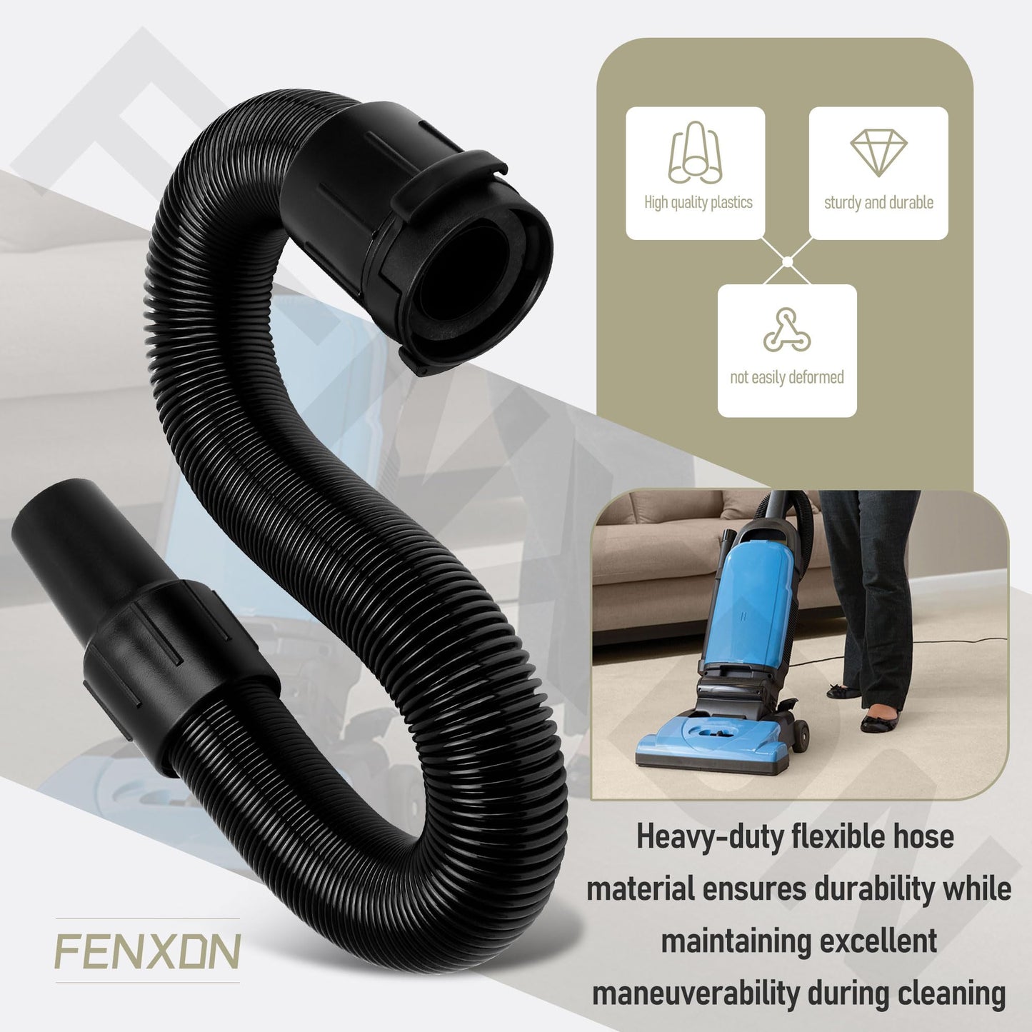 104961 Vacuum Cleaner Hose with Cuffs/Hose Assembly for Pro-Team 1200XP 1500XP 1500 15XP Commercial Upright Vacuum Hose Replacement Part