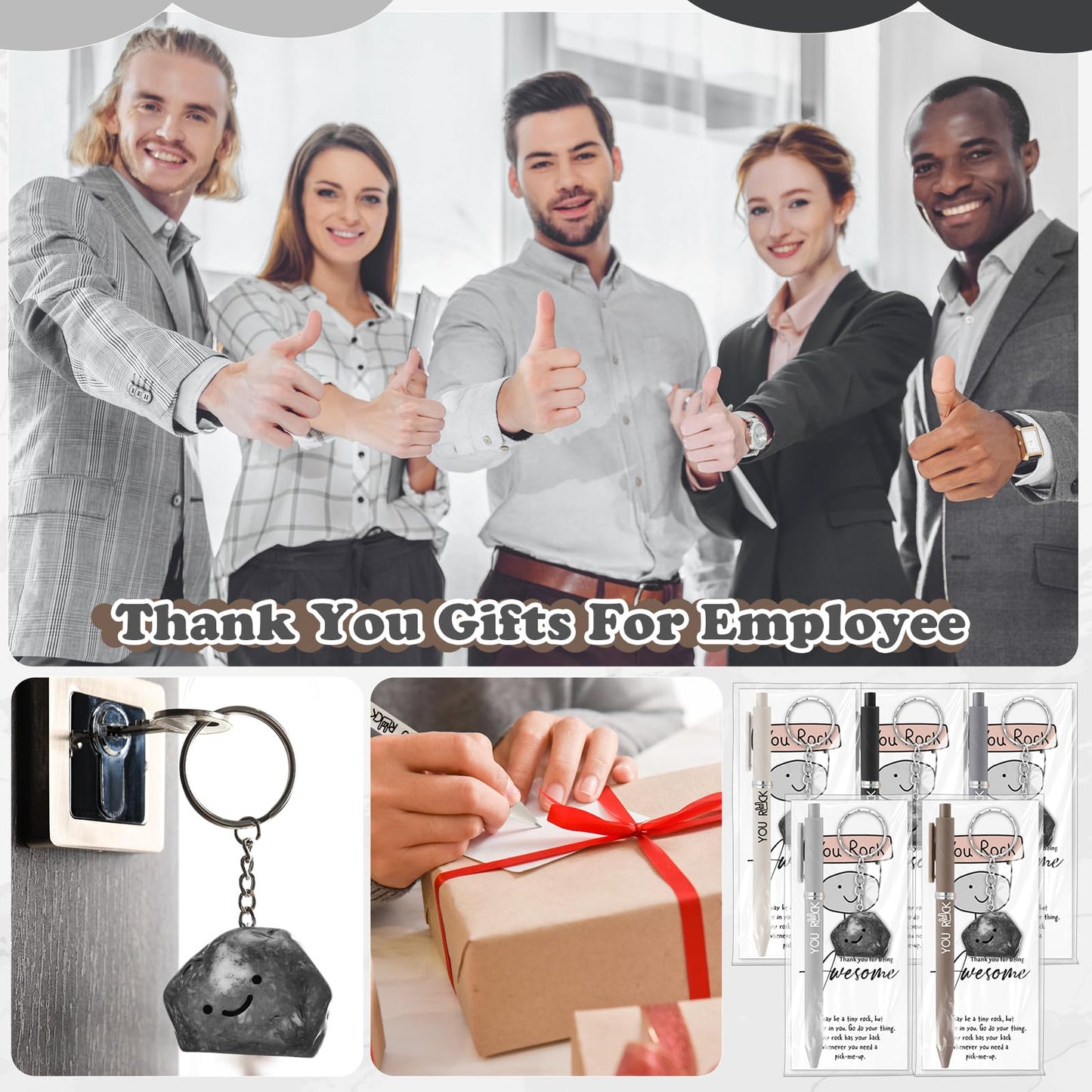 Sayglossy 50 Set Teacher Appreciation Inspirational Gifts Bulk You Rock Gifts Pens Sets Motivational You Rock Ballpoint Pens Keychain Bookmark Office Gift for Team Employee Staff Nurse Appreciation