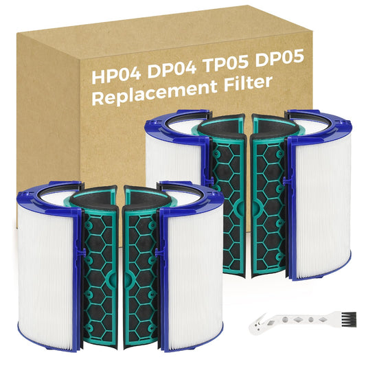2 PACK TP04 Replacement Filter Compatible with Dyson HP04 DP04 TP05 DP05 Air Purifier Sealed Two Stage Pure Cool Fan Combi 360° Glass HEPA Filter & Activated Carbon Filter, #969048-01