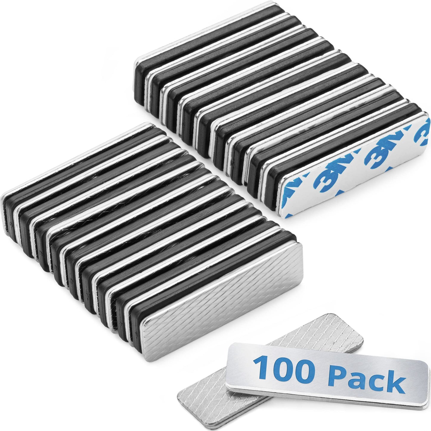 EcoEarth Adhesive Two-Piece Design Name Tag Magnets (100 Badge Holders, 1.75 x 0.5 inches) with 3 Extra-Strong Neodymium Magnets for ID Badge Holders