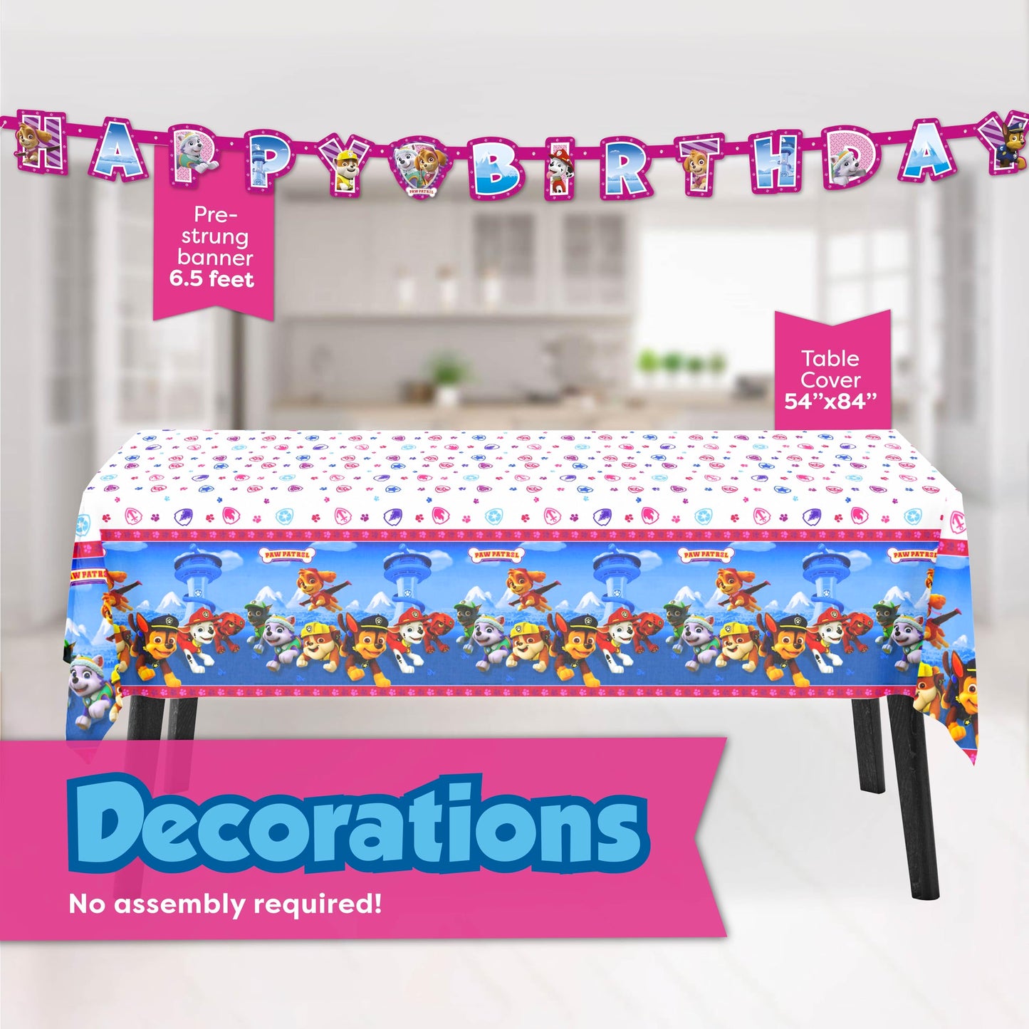 Skye Paw Patrol Birthday Decorations | Serves 16 | Banner, Tablecloth, Plates, Napkins Sticker | Paw Patrol Party Decorations