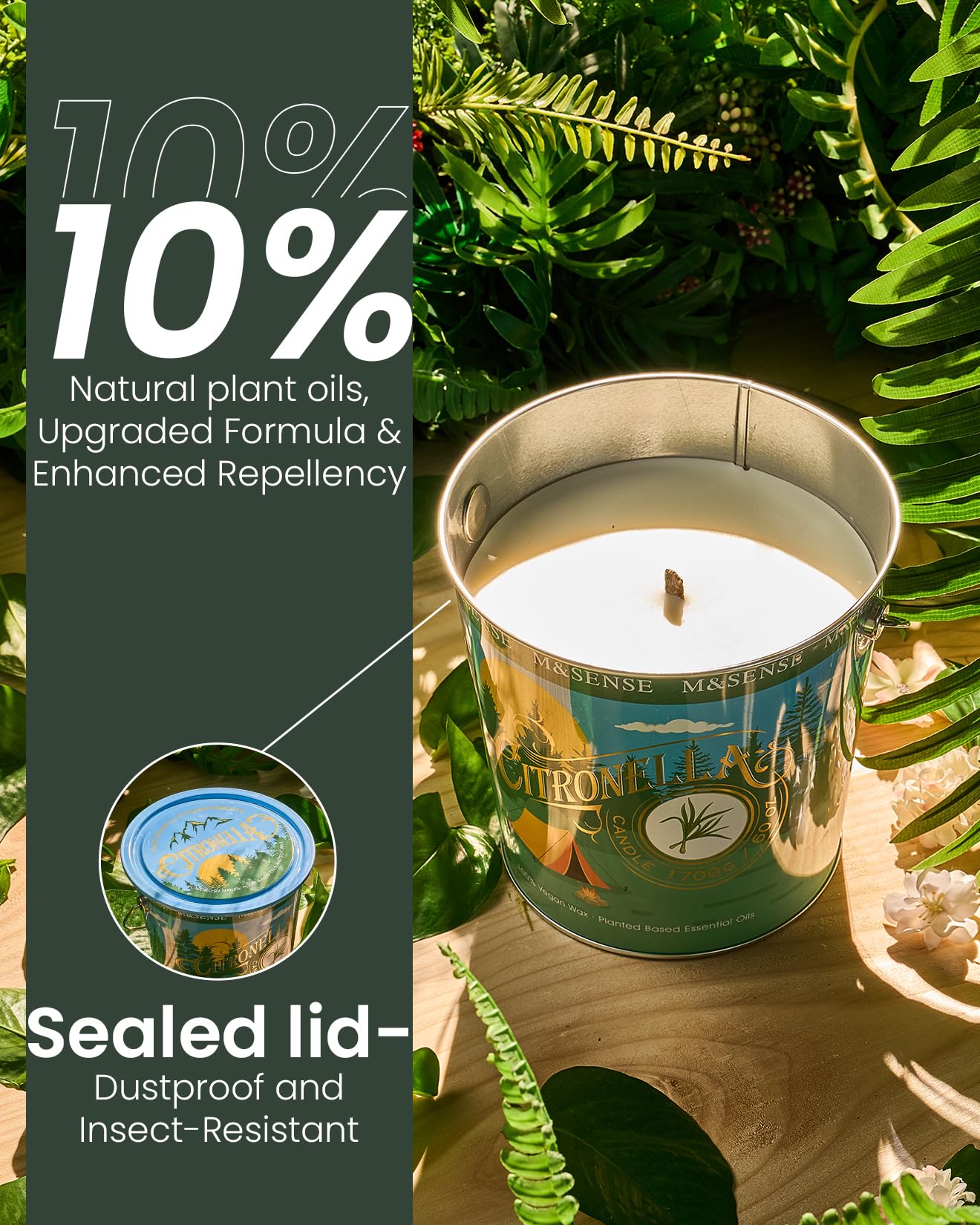 Large Citronella Candles Outdoor 60 oz,Big Outdoor Summer Candle,Large Citronella Candle for Patio,Big Camping Candles,370 Hours Burn Time,Nature Soy Wax