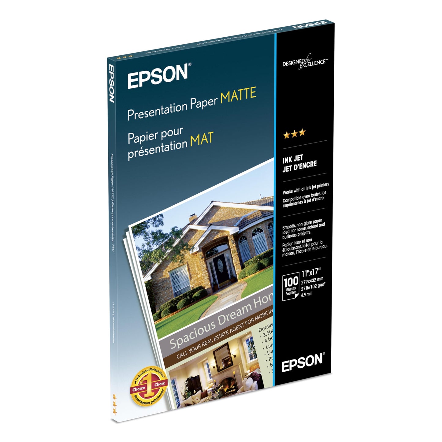 Epson Presentation Paper (11x17 Inches, 100 Sheets) (S041070),White, matte finish