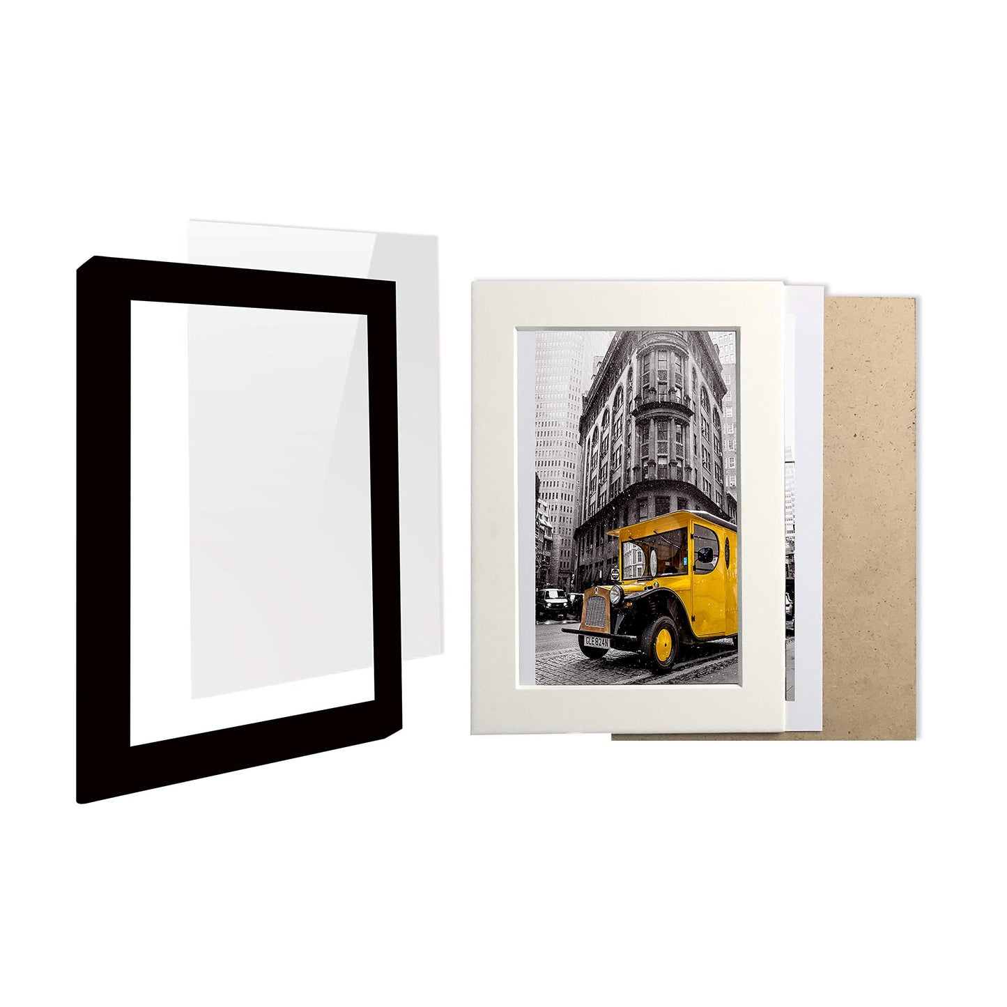 Art Emotion 20x24 Black Solid Wood Handmade Finishing seamless surface Picture Frame | Real Tempered Glass | Matted to 16x20 | Fits 20x24 Poster or 16x20 Photo | Wall Mounting Hardware Included