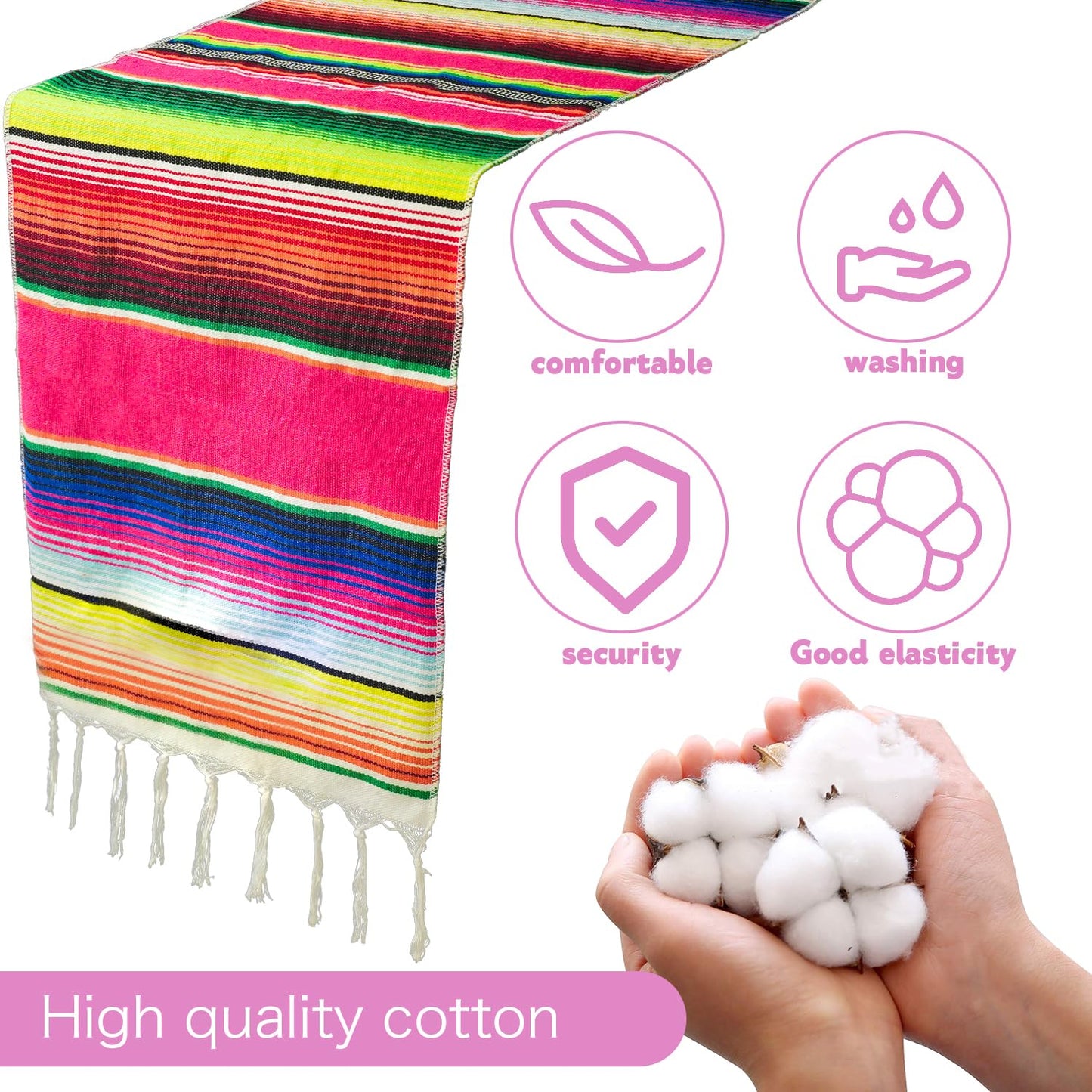 15 Pcs Mexican Table Runner Fiesta Mexican Theme Party Decoration for Cinco de Mayo Fiesta Party Serape Zarape Table Runner 14 x 84 Inch (Novel Style)