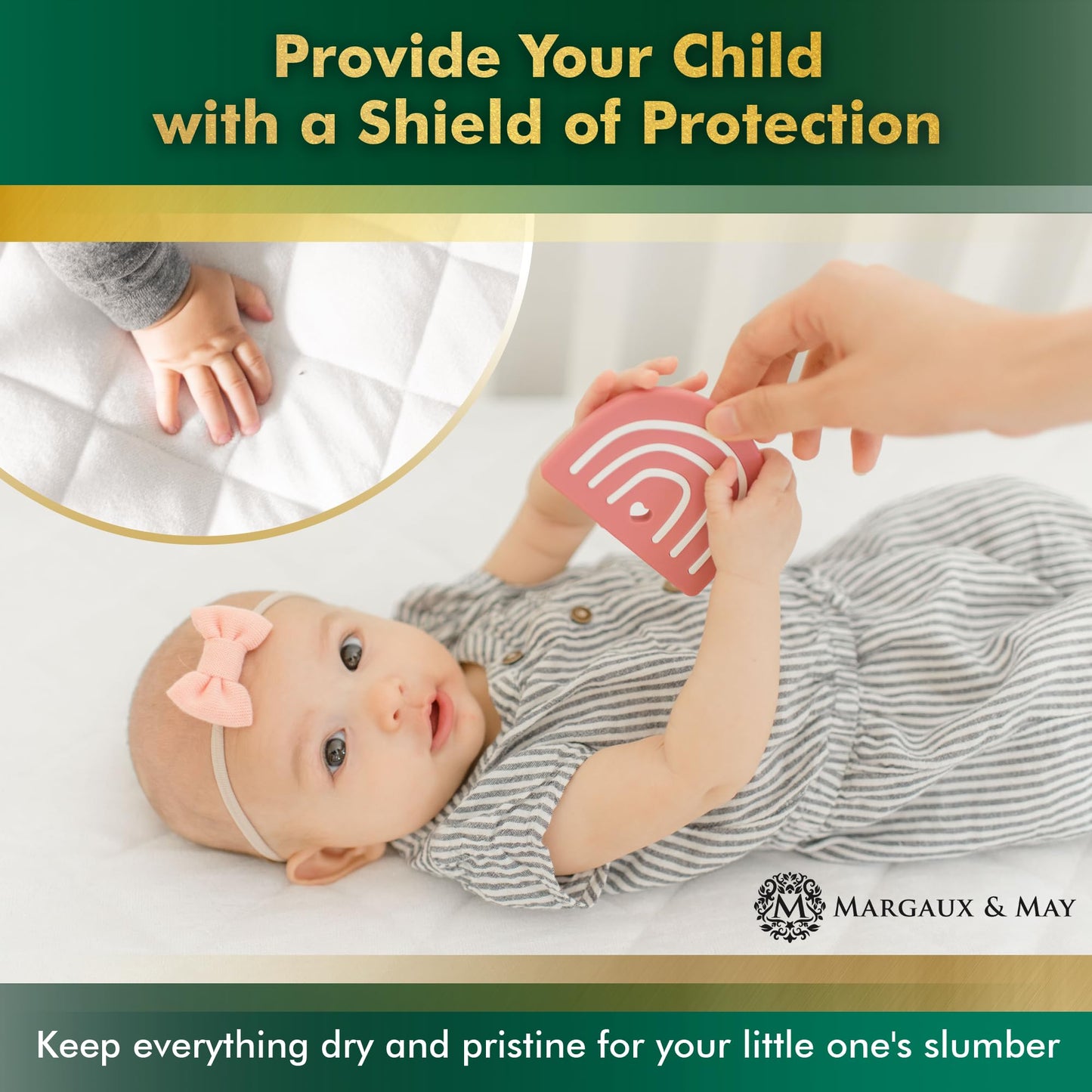 Margaux & May Crib Mattress Protector Pad 2 Pack - Ultra-Soft Waterproof Breathable Premium Bamboo Rayon - Noiseless Fitted Dryer Safe Cover for Crib. High Absorbency Oeko-TEX Certified