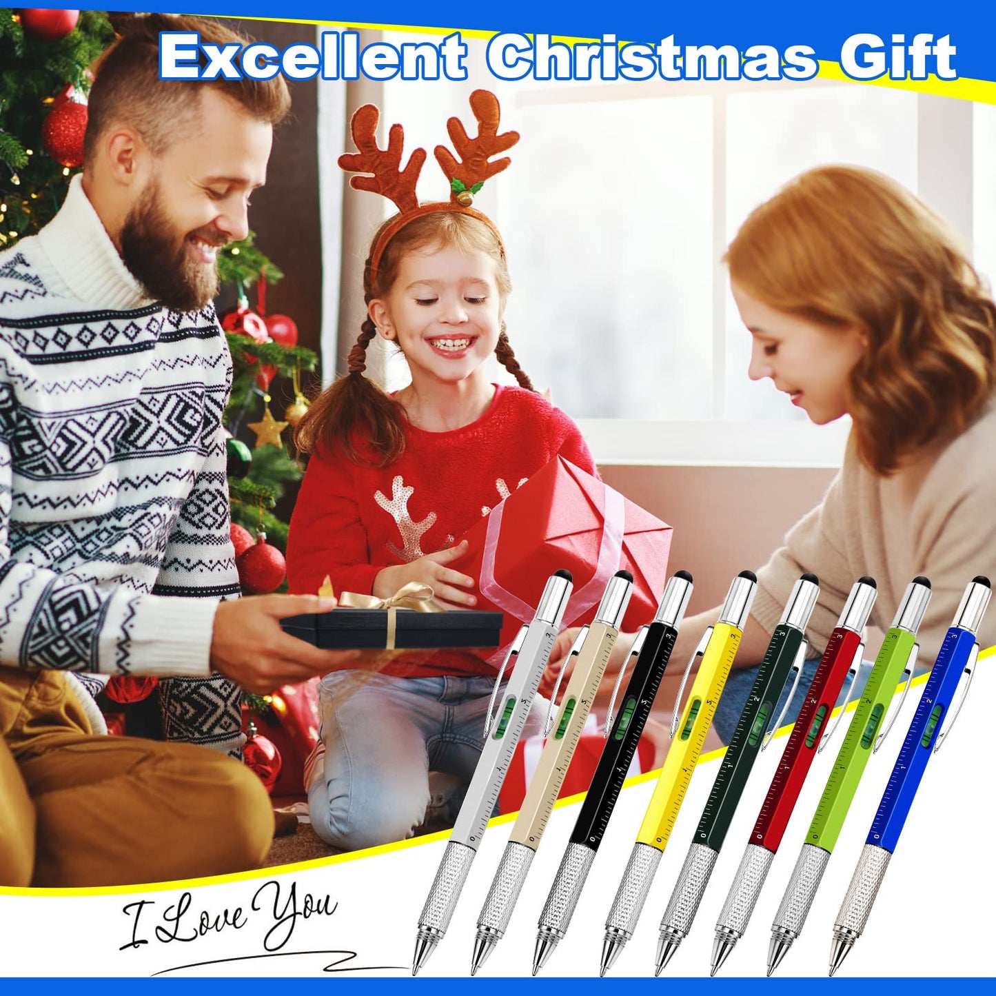 Zhanmai 72 Pcs Father's Day Bulk Gift 6 in 1 Screwdriver Tool Pen Multitool Tool Pens for Party Favor Father's Gift for Adult Level Gauge Ballpoint Pen Stylus Screwdriver (Multicolor)