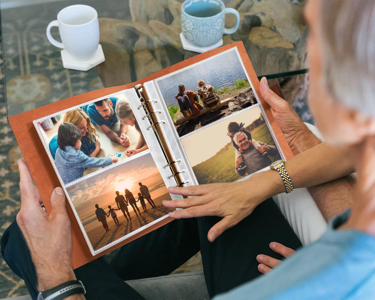 Photo Album 4x6 300 Pockets, Genuine Leather Photo Albums 300 Photos with Writing Space 40 Writing Paper, Family Wedding Travel Kids Graduation Ultrasound Baby Picture Album Scrapbook, Gifts, Brown