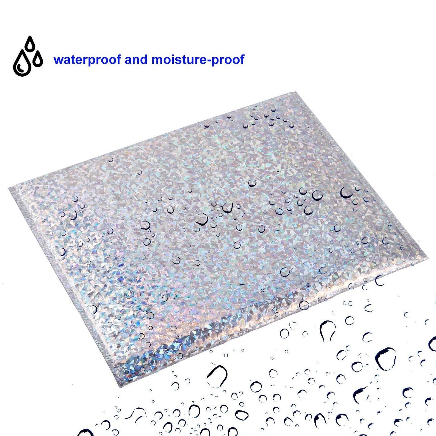 KOHAND 30 PCS Holographic Bubble Mailers 15.7 x 11.8 Inch, Silver Padded Envelopes Self Sealing Metallic Bubble Lined Adhesive Cushion Envelopes for Shipping, Mailing
