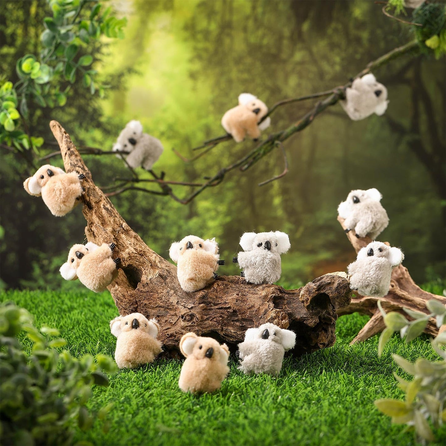 Moucuny 60 Pcs Koala Clip Bulk Pen Toppers Mini Koala Bear Stuffed Animal Cute Gifts for Party Office Home Supplies Stuffer(Brown, Gray)
