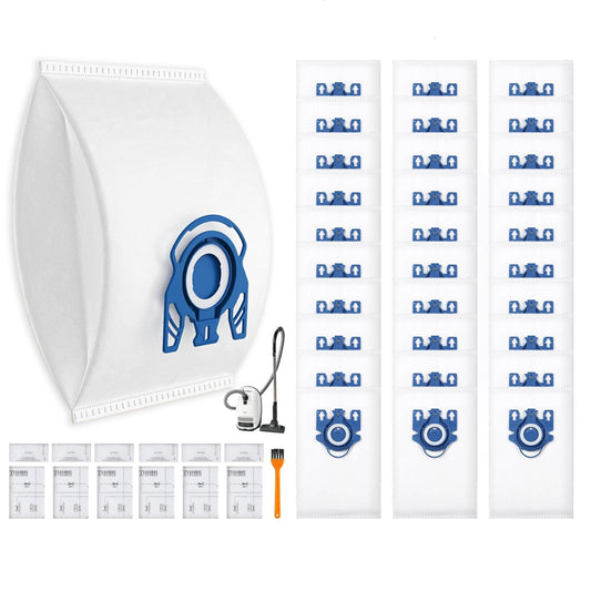 30 Pack 3D Dust Bags, Compatible with Miele GN Vacuum Bags, Replacement for Miele Classic C1 Complete C1 C2 C3 S2 S5 S8 S400i S600 Series, with 6 MP+6 AC Filters