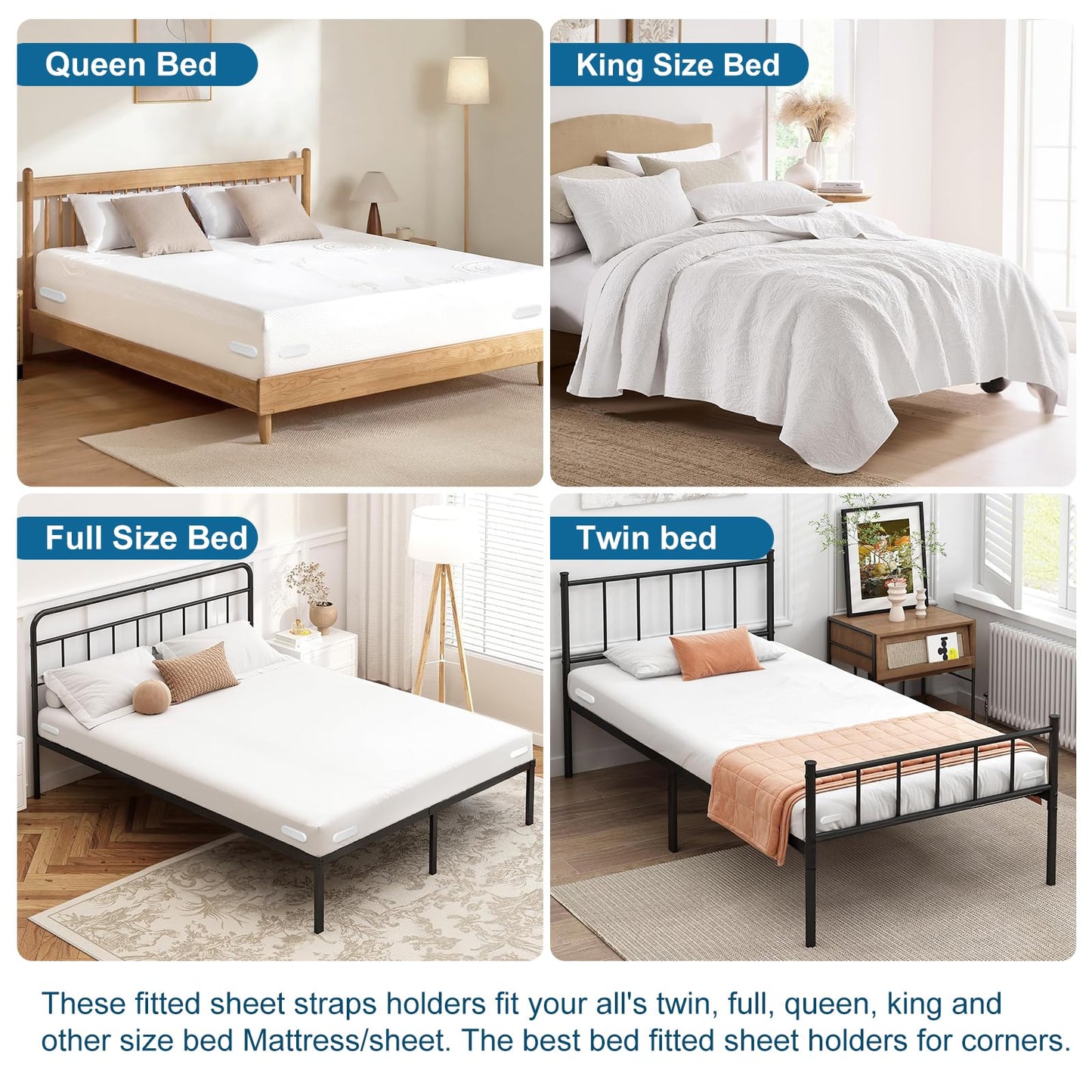 Bed Lock Sheet Holders Fit All Sheet Size, New Upgrade Sheet Straps Keep Sheets Firm & Tight, Bed Fitted Sheet Holder for Corners, Sheet Clips, Mattress Sheet Holder Strap, Sheet Secure Lock Fasteners