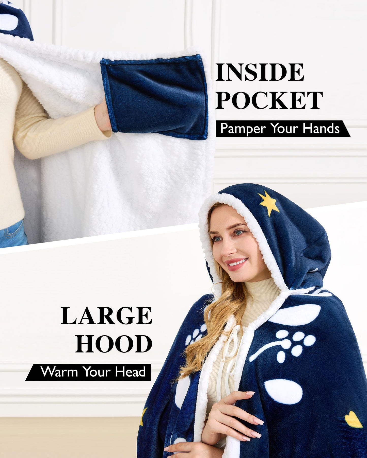EASLIV Wife Wearable Blanket Hoodie, Blue Hoodie Blanket for Women, Mothers Day Wedding Anniversary Birthday Gifts, Valentines Day Gifts for Wife from Husband