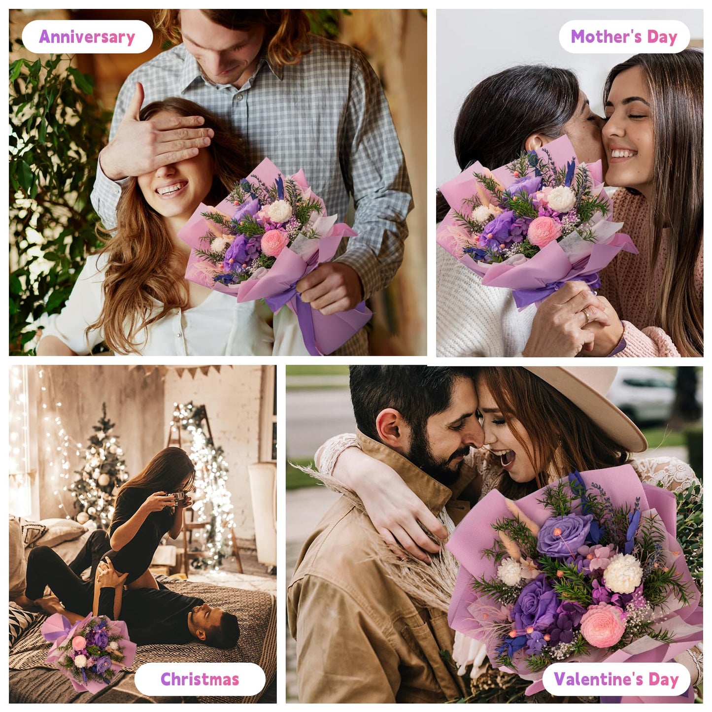 Forever Flower Gifts for Her: Romantic Flowers for Graduation-Daughter Girlfriend Wife Mom Grandma-Preserved Rose Bouquets-Flowers for Delivery Prime on Birthday Anniversary Valentines (Lilac)