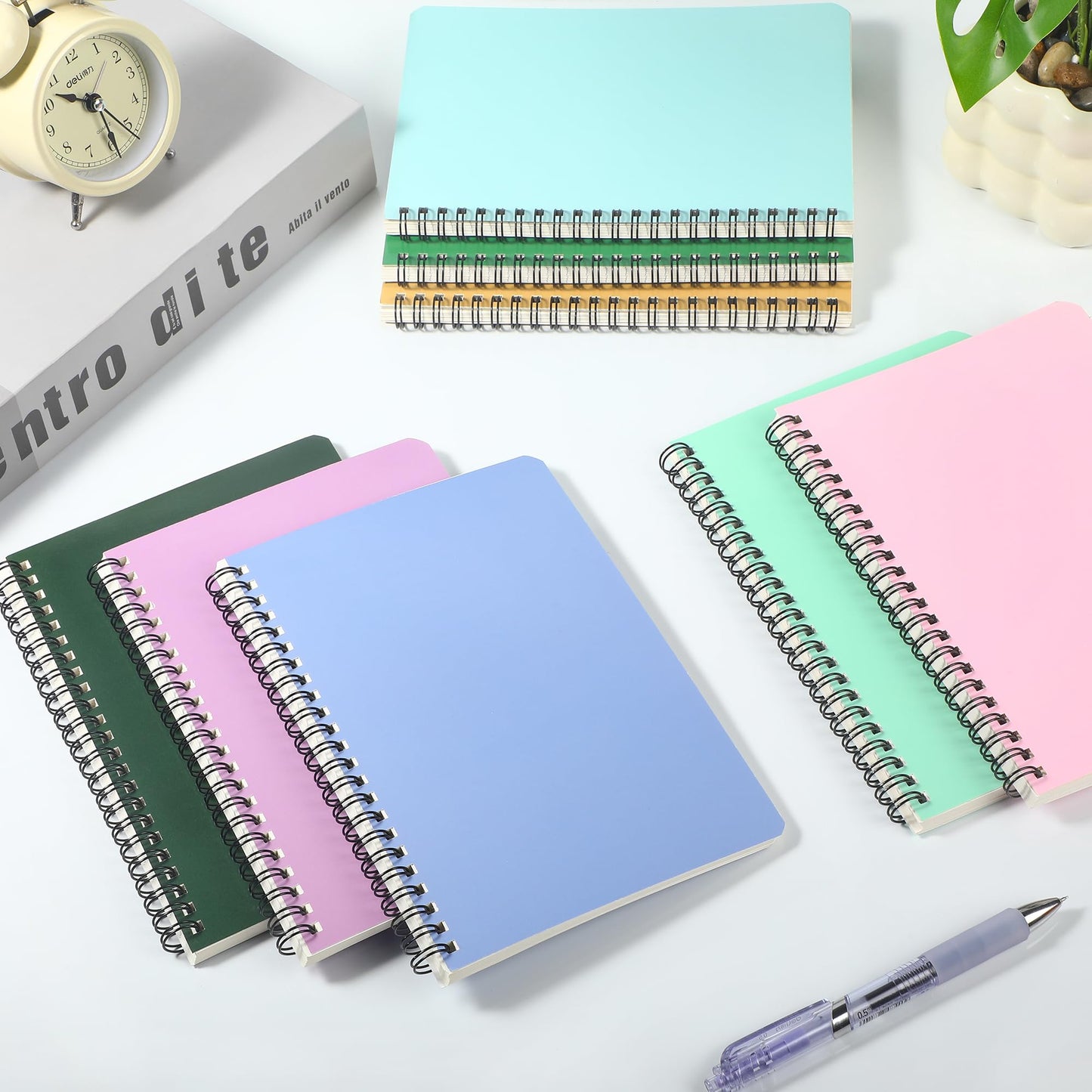 miikoul 24 Pack A5 Spiral Lined Notebooks, 8.1" X 5.5", 60 Sheets/120 Pages Wide Ruled Notebook Spiral Journals Bulk Paper Cover Notepad 12 Colors for Students Taking Class Notes Home Office Gift