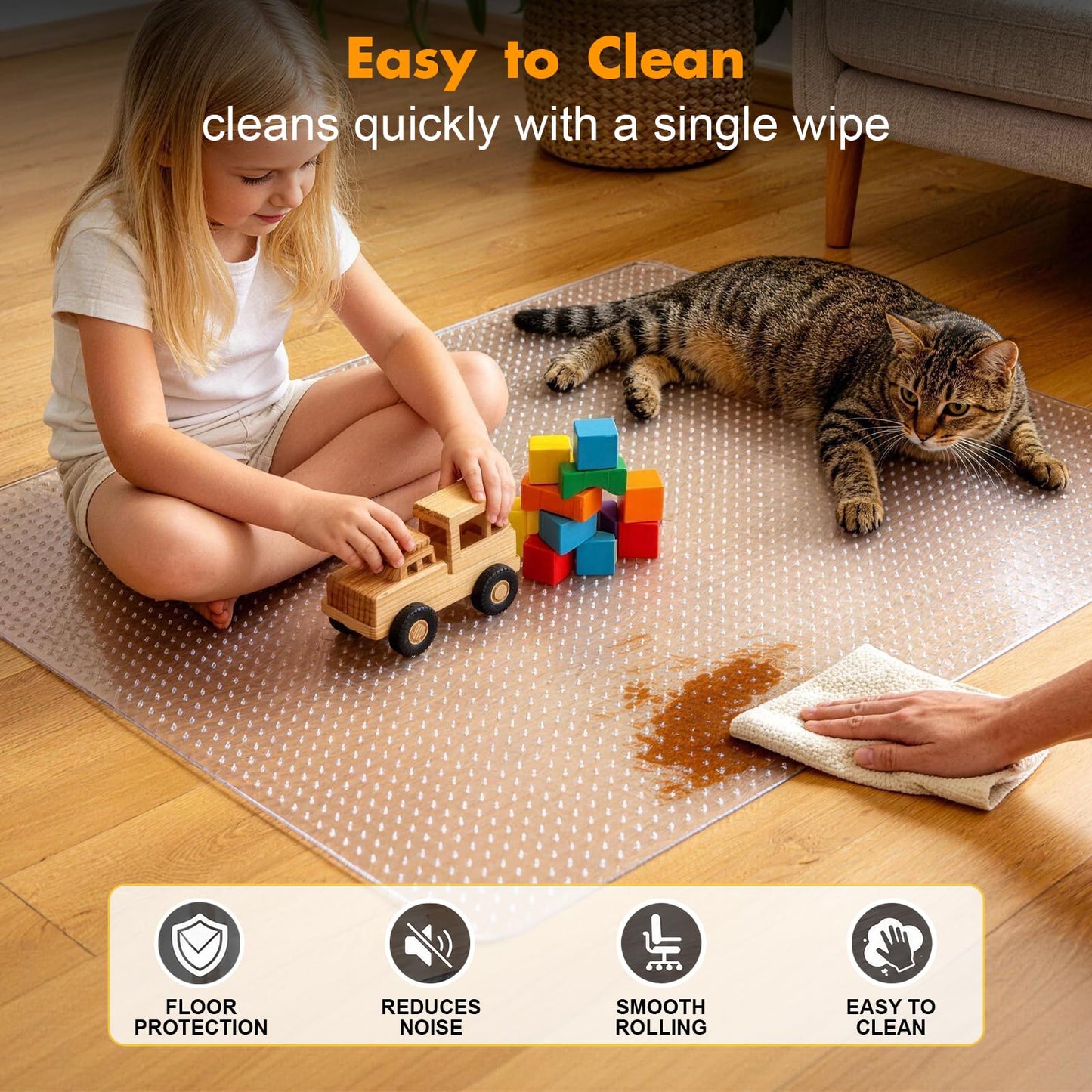 Office Chair Mat for Carpet - 48x60 Inch Plastic Computer Desk Floor Protectors for Chairs Clear Under Desk Rug Pad for Rolling Gaming Chair