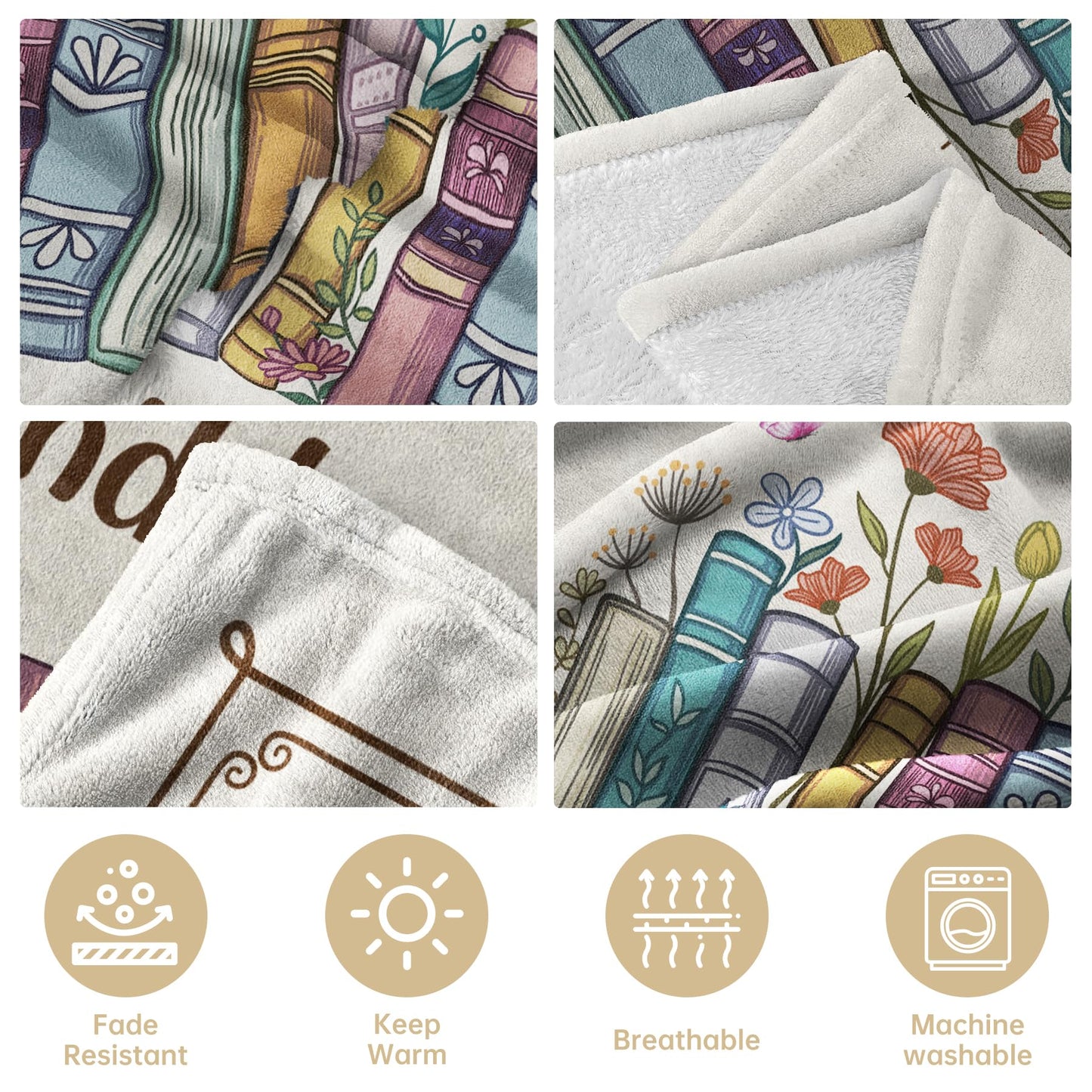 musaecoin Book Lovers Gifts, Reading Blanket Gifts for Book Lovers, Unique Bookish Presents for Reader Bookworm on Birthday Christmas Soft Flannel Throw Blanket 60"x50"