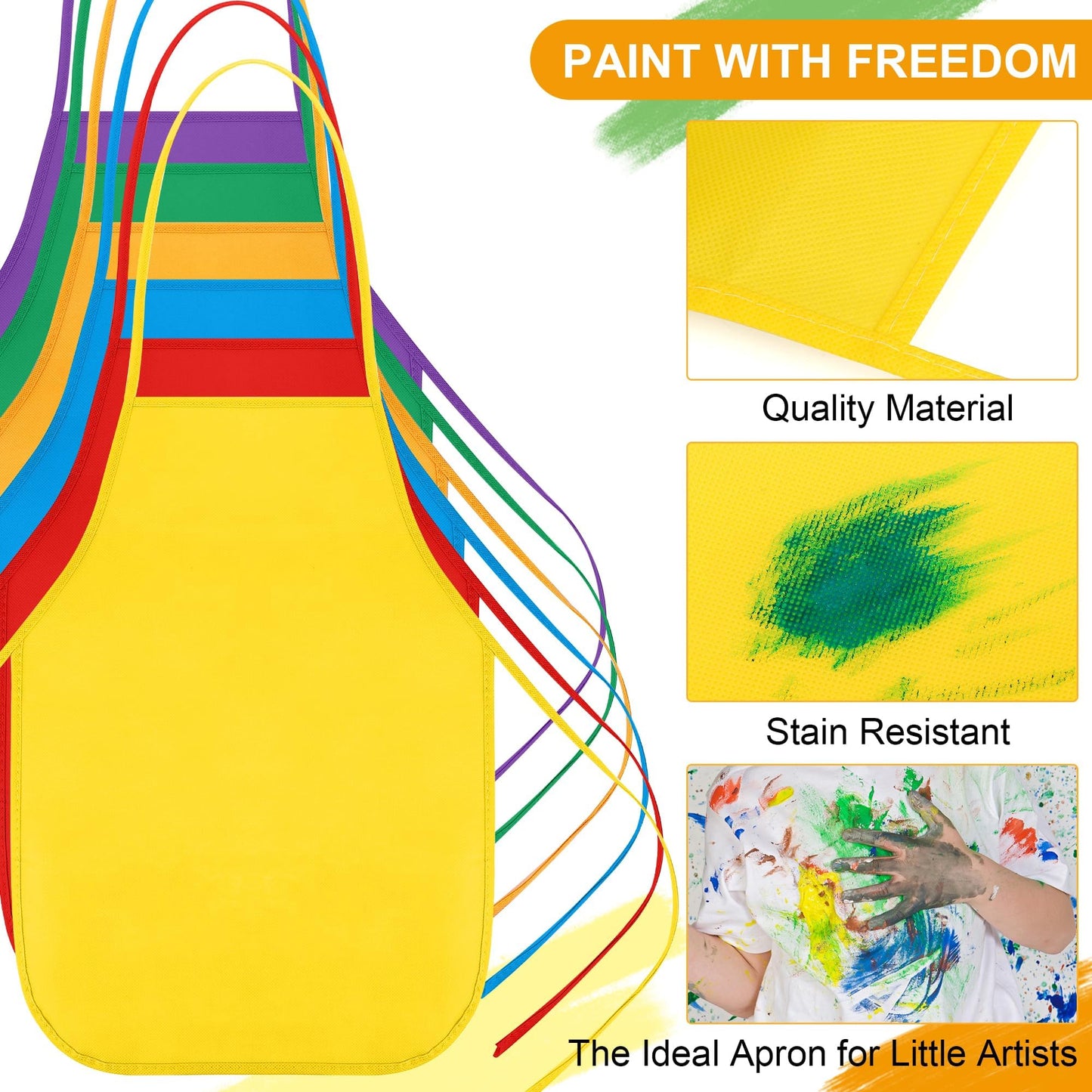 Aneco 24 Packs 4 x 4 Inch Mini Canvases for Painting with Easels Aprons Canvas Tote Bags Brushes Palettes Small Art Stretched Canvas Painting Supplies Kit for Party
