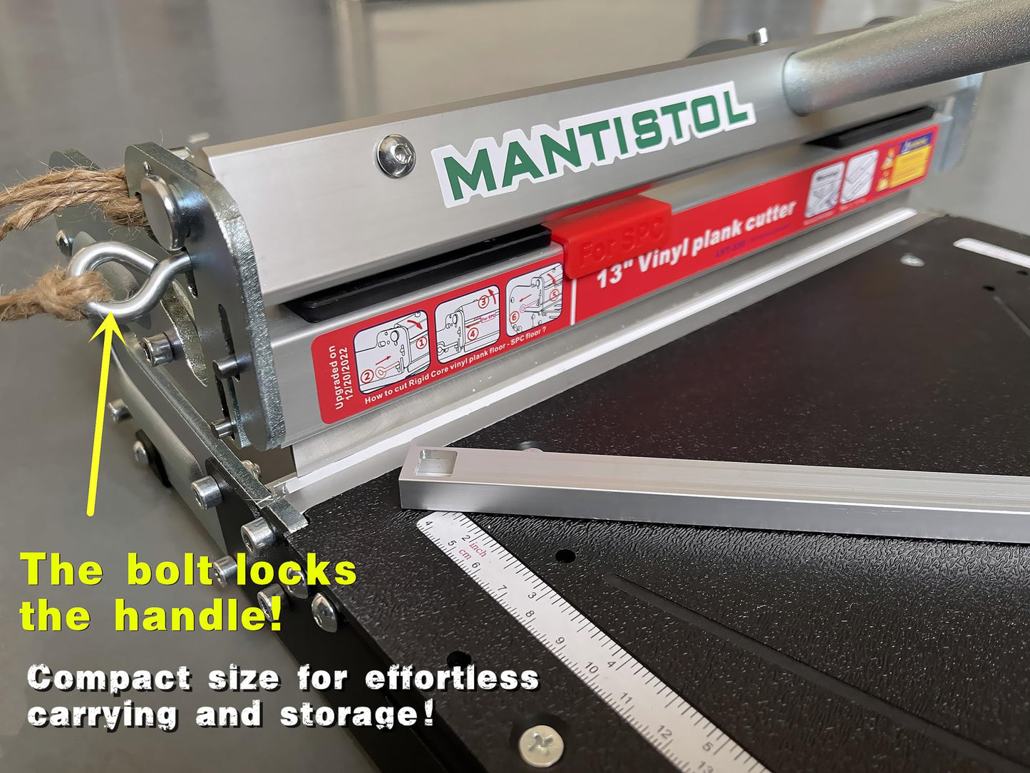 MantisTol 13" Pro SPC, LVP, LVT, WPC, RVP, VCT, PVC and Rigid Core Vinyl Flooring Cutter LVT-330; Cuts up to 5/16" (8mm) thick !