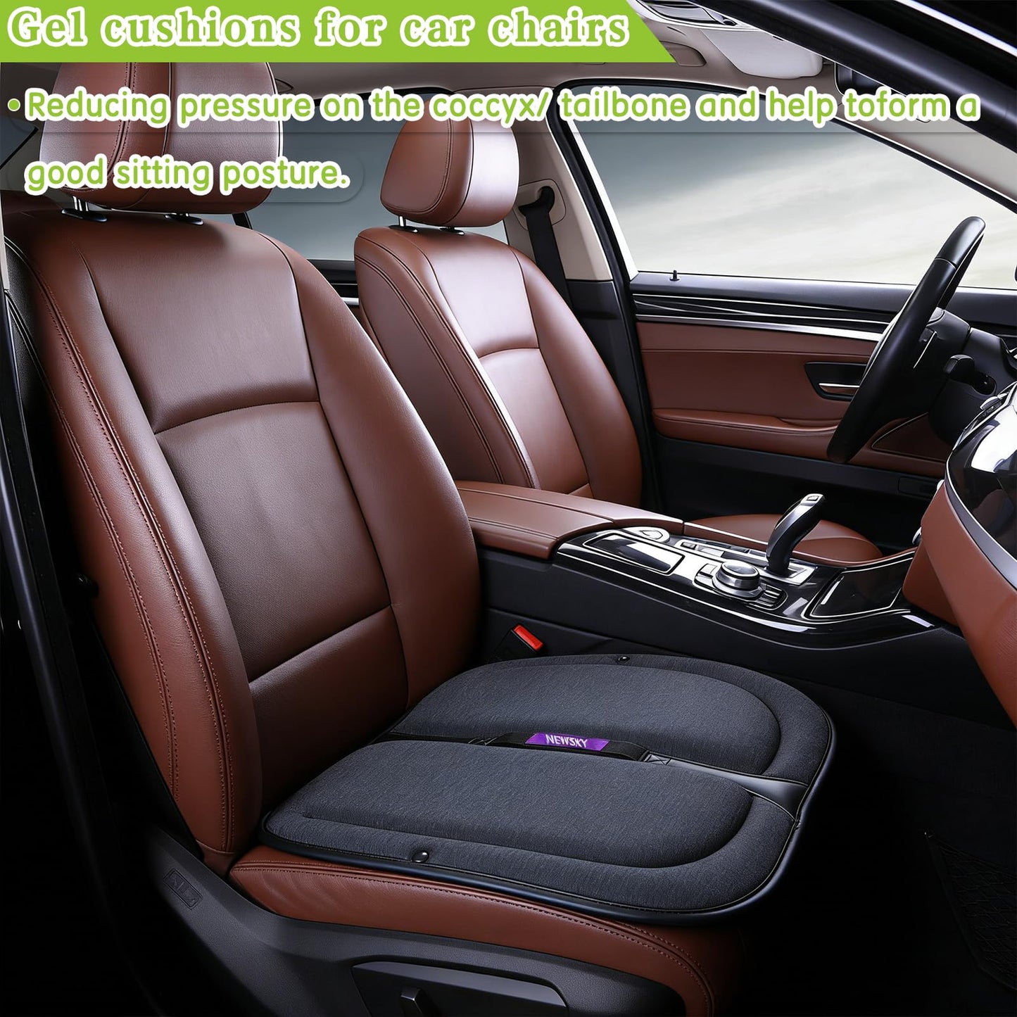 Newsty Gel Seat Cushion Orthopedic Lightweight Folding Seat Cushion for Car/Chair/Train/Airplane/Stadium Seat