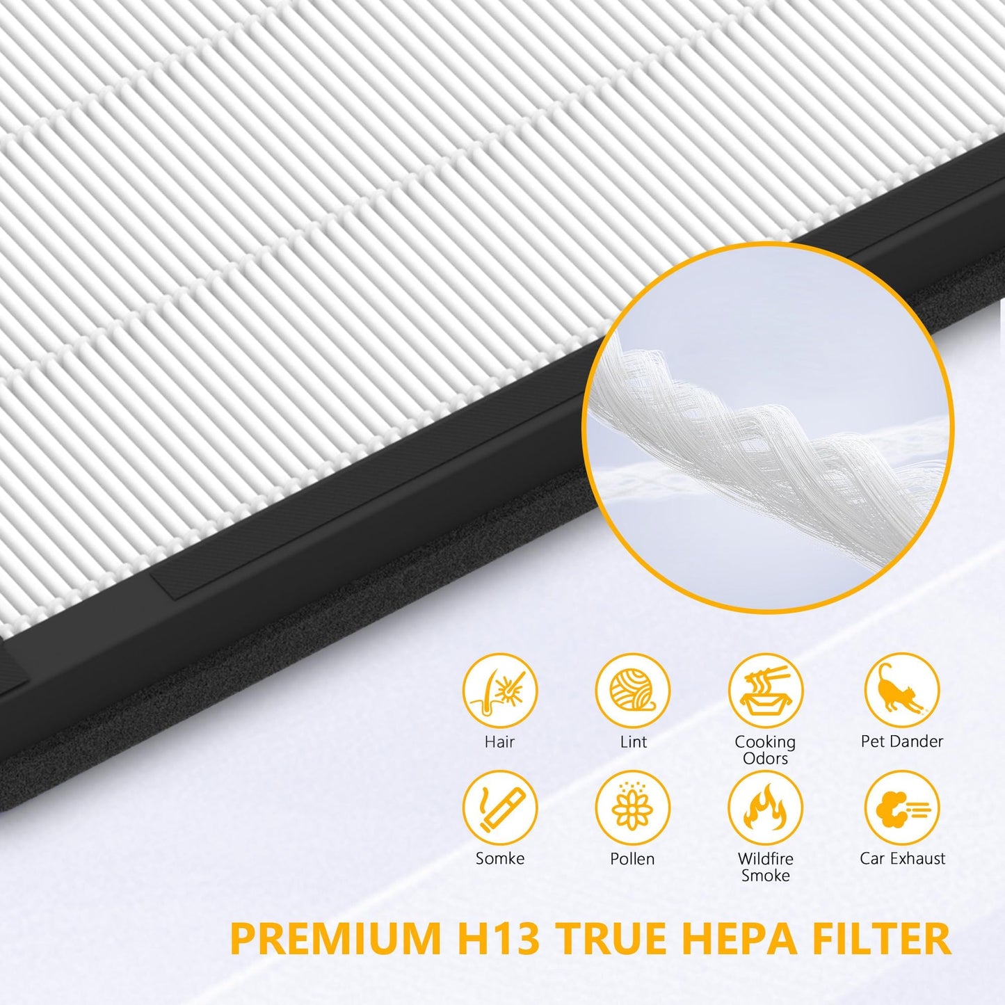 MK-AP01 Replacement Filter Compatible with TER Air MK-AP01 Air Purifier, Double-Sided Filters for Home Large Room up to 3000sq.ft, H13 True HEPA and Activated Carbon Filter, 4 Pack