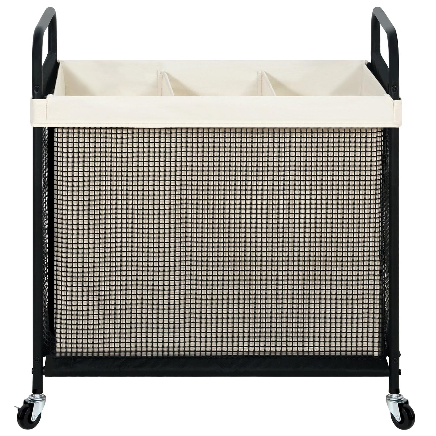 STO STO Laundry Hamper 3 Section, 120L Rolling Laundry Sorter Cart with Removable and Washable Liner Bag, Clothes Hamper with Wheels and Metal Handle for Laundry Room and Bedroom