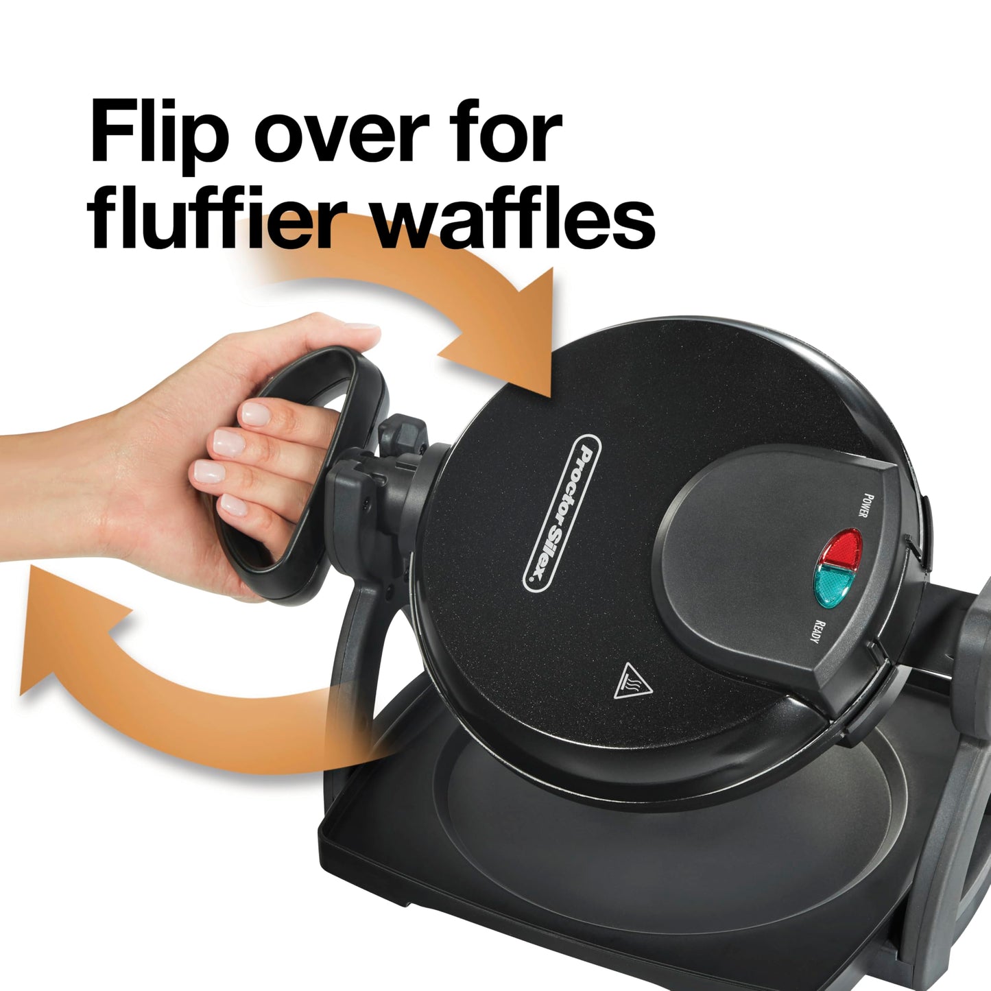 Proctor Silex Belgian Waffle Maker with Nonstick Plates, Single Flip, Cool-Touch Handle and Removable Drip Tray for Easy Cleanup Black (26090PS)