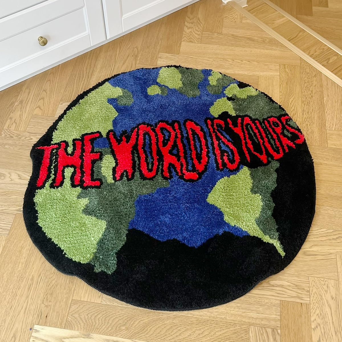 LAKEA Earth Round Mat Bathroom Mat Anti-Slip Soft Cushion Pad Bedside Carpet Rug Floor Bedroom Doormat Aesthetic Home Room Decor (35.4X35.4 inch)